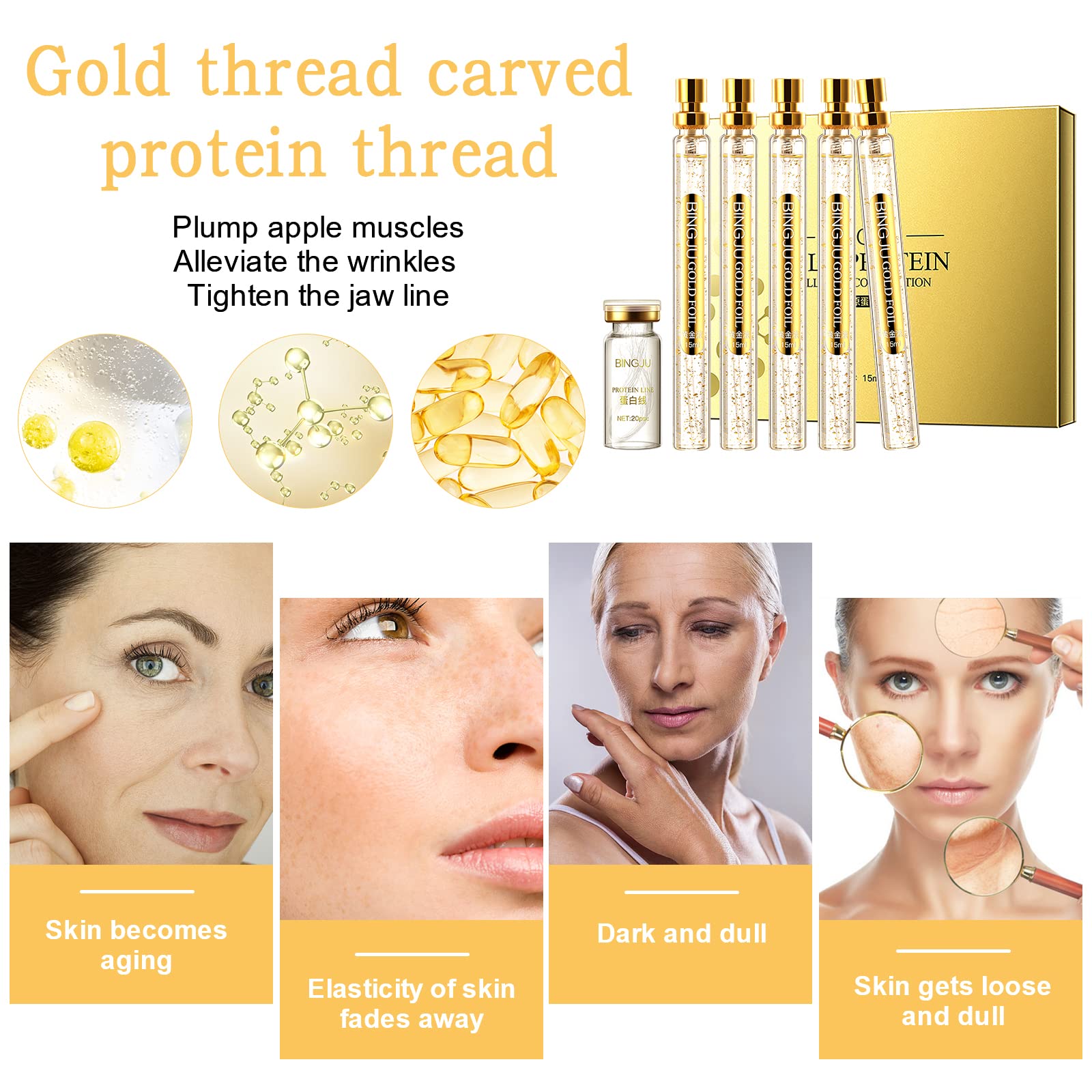 Instalift Korean Protein Thread Lifting Set, Absorbable Collagen Threads for Face Lift, Soluble Protein