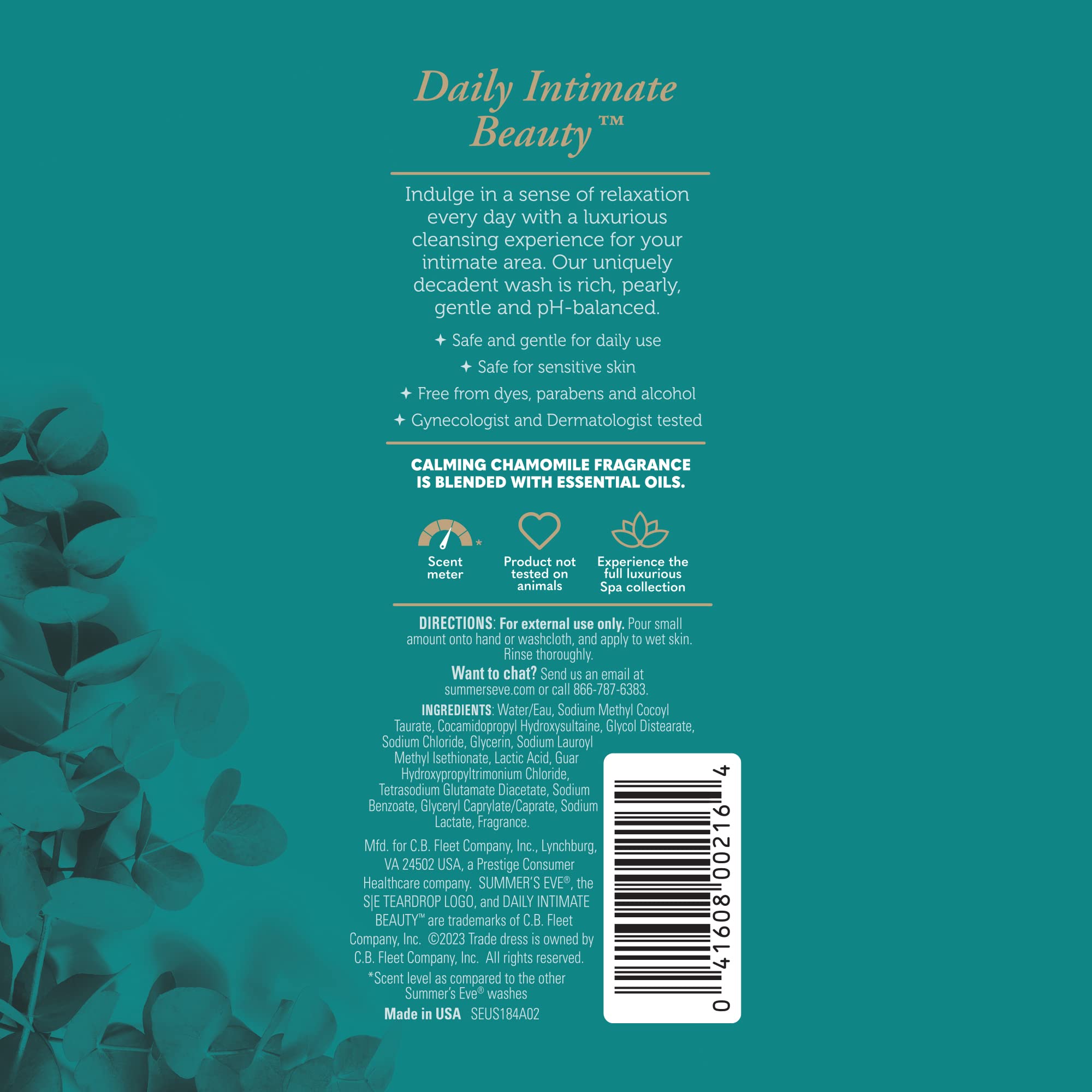 Summer's Eve Spa Daily Intimate Wash, Luxurious Cleansing All Over Feminine Body Wash