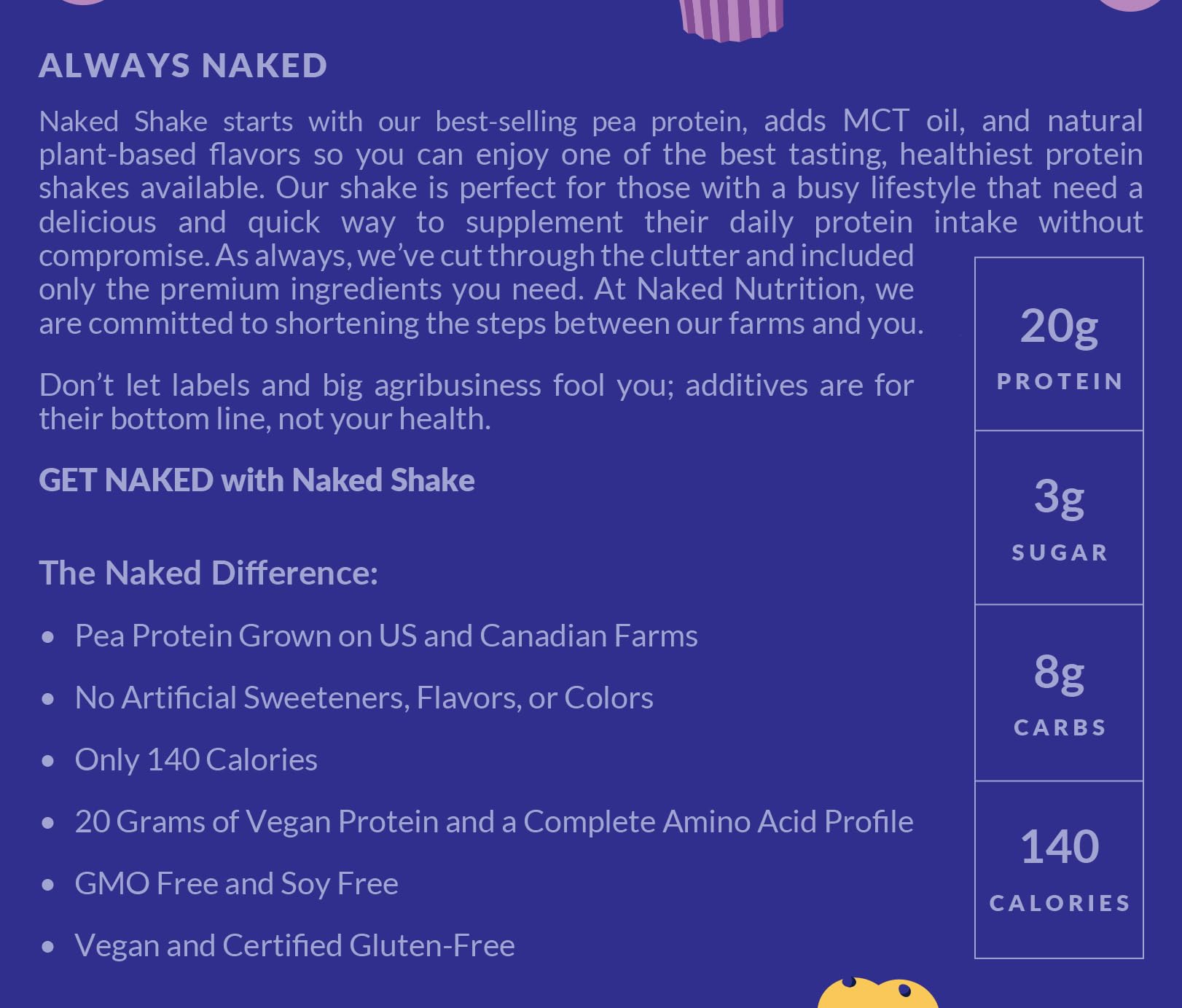 Naked Shake - Blueberry Muffin Protein Powder - Flavored Plant Based Protein