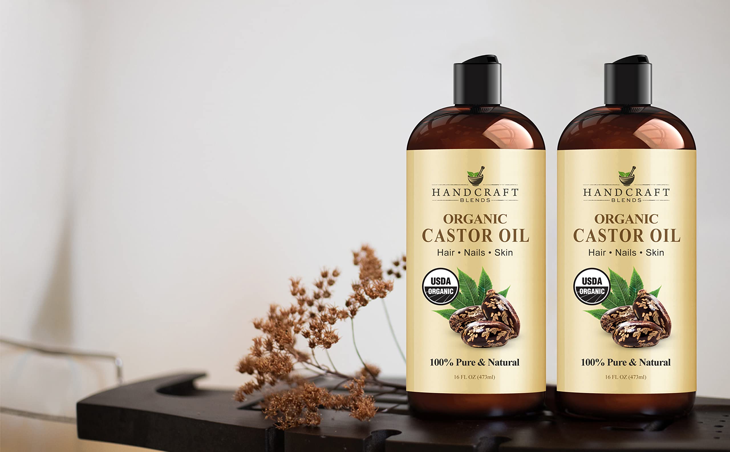 Handcraft Blends Organic Castor Oil for Hair Growth, Eyelashes and Eyebrows - 100% Pure