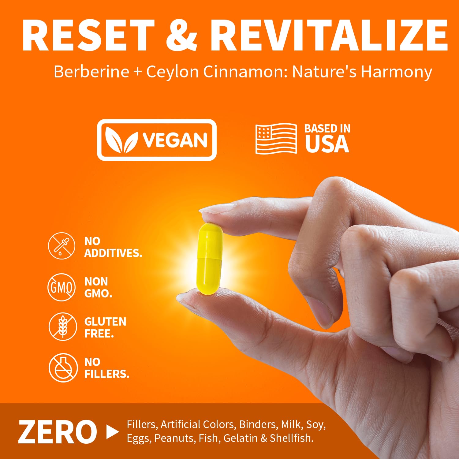 Clinical Grade Berberine Supplement 1500mg HCL Plus Ceylon Cinnamon Weight Managemen