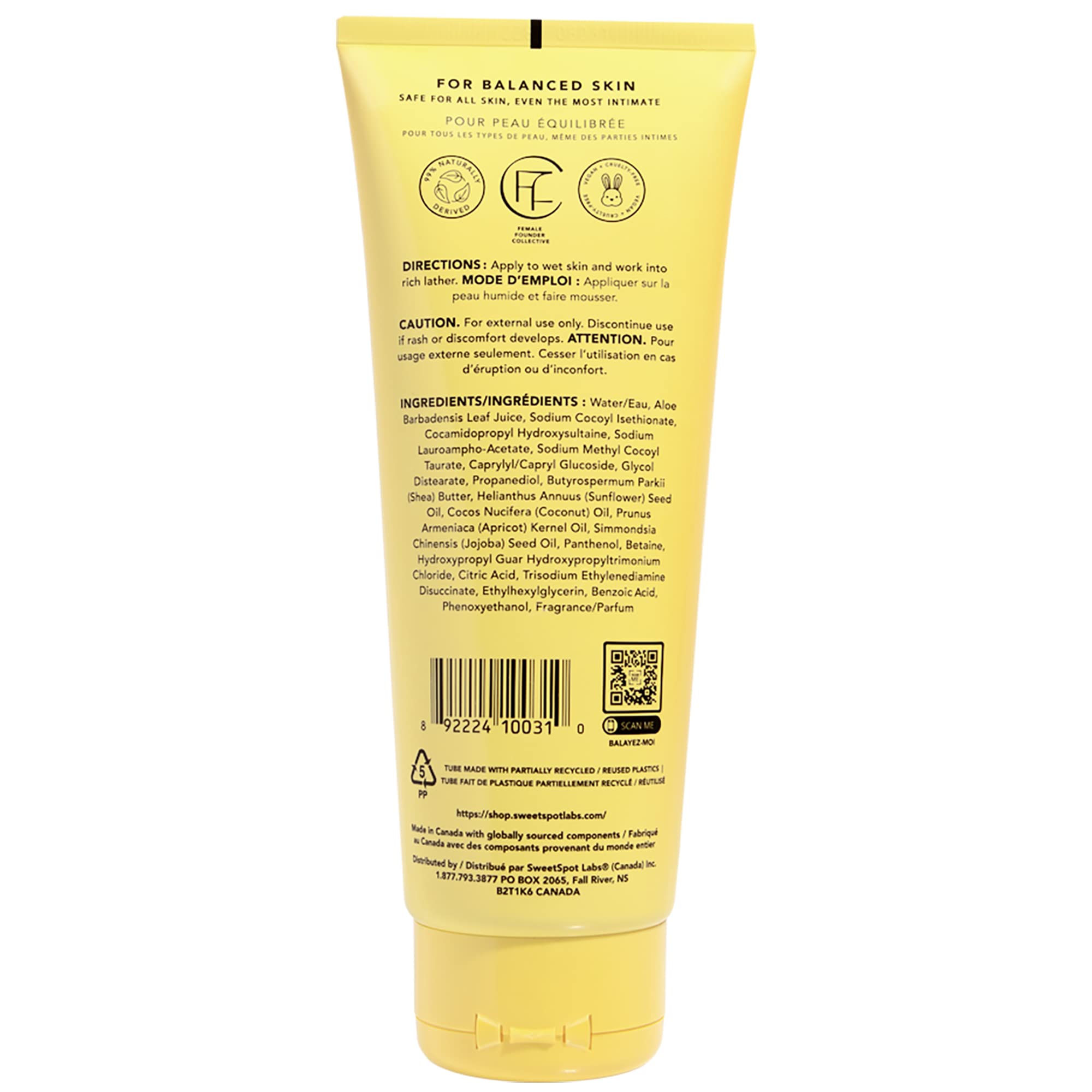 SweetSpot Labs Feminine Wash, Gentle Vanilla Blossom Scent, with Shea Butter and Aloe Vera, Sulfate Free