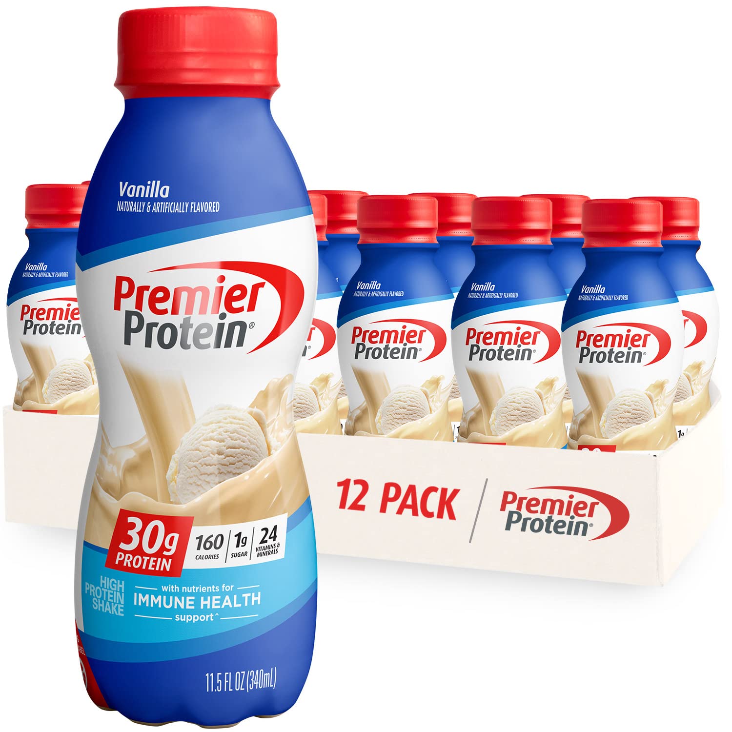 Premier Protein Shake Bottle, Vanilla, Liquid, Powder, keto, 30g Protein, 1g Sugar