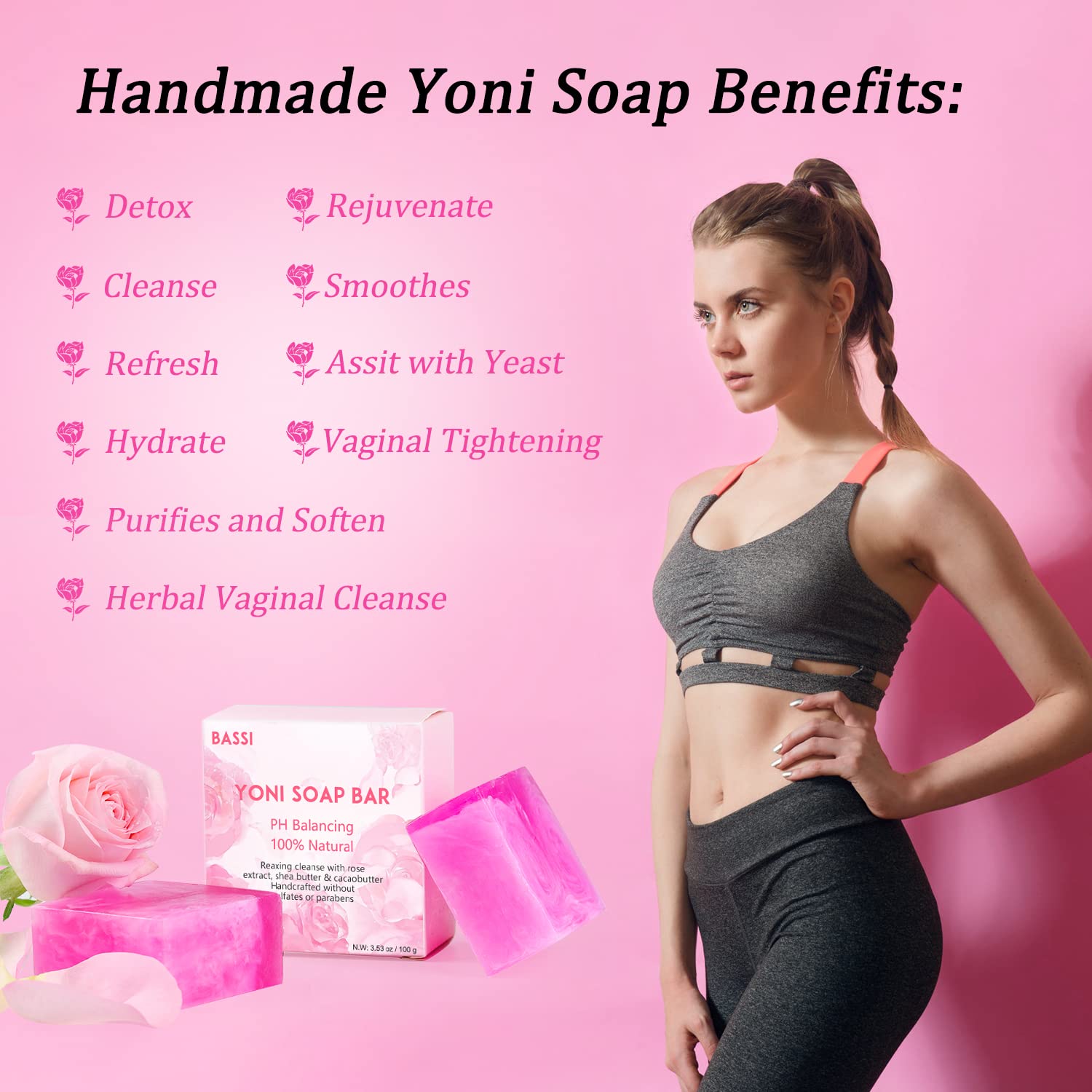Yoni Soap Bars Vaginal Wash 2 PCS, 100% Natural Organic Yoni Bar Soap for Women Ph Balance Yoni