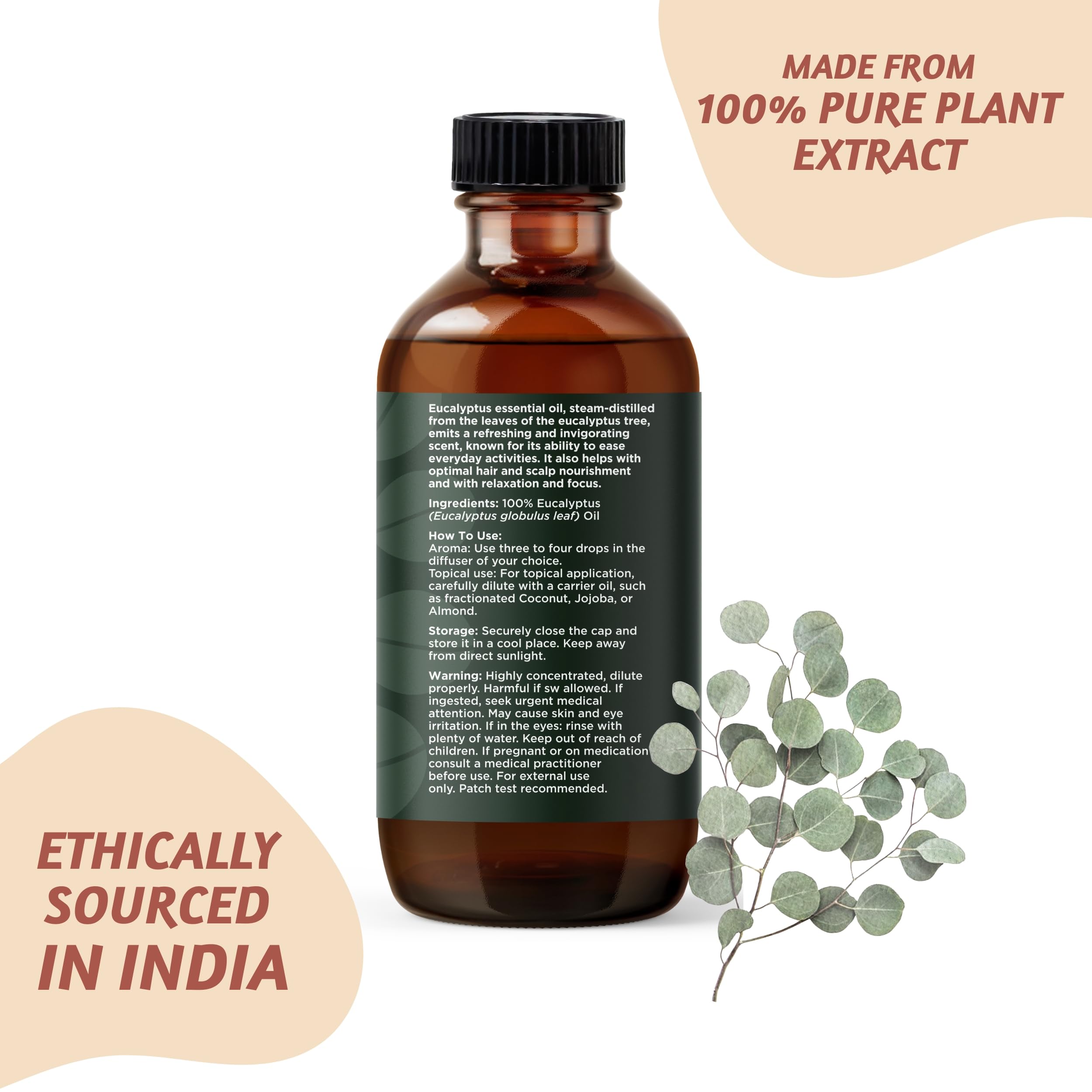 Folkulture Eucalyptus Essential Oil for Diffuser - 4 Fl Oz - 100% Pure, Natural and Undilluted Essential Oil