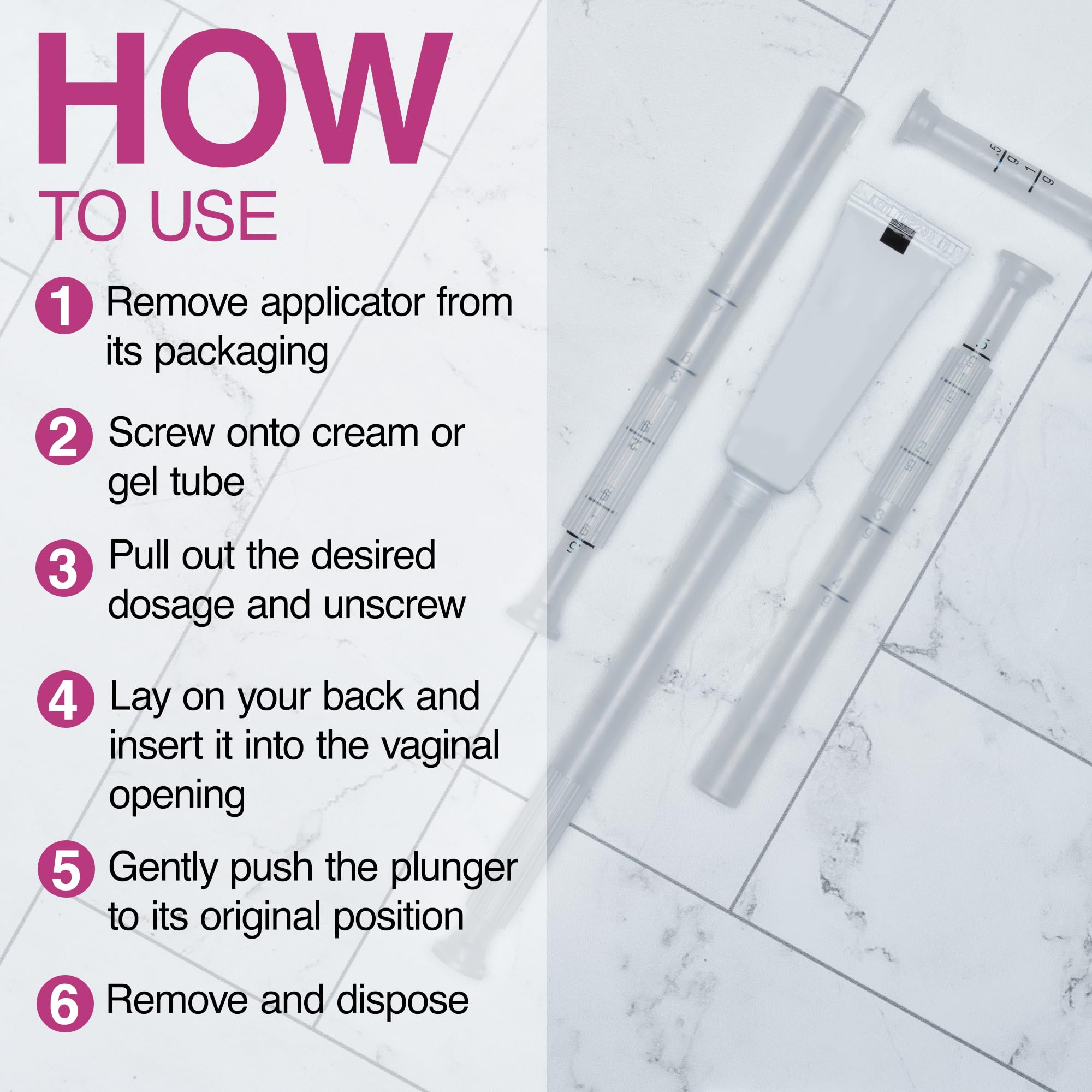 Flextiva Disposable Plastic Vaginal Cream Applicators - Threaded End to Fit OTC Gel or Cream Products