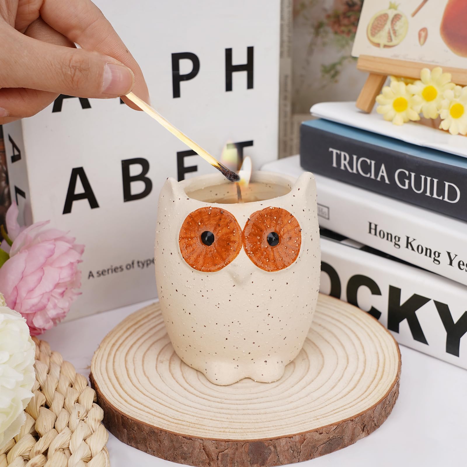 ETAKISH Lavender Scented Candle Gifts for Women, Cute Owl Highly Scented Aromatherapy Candle