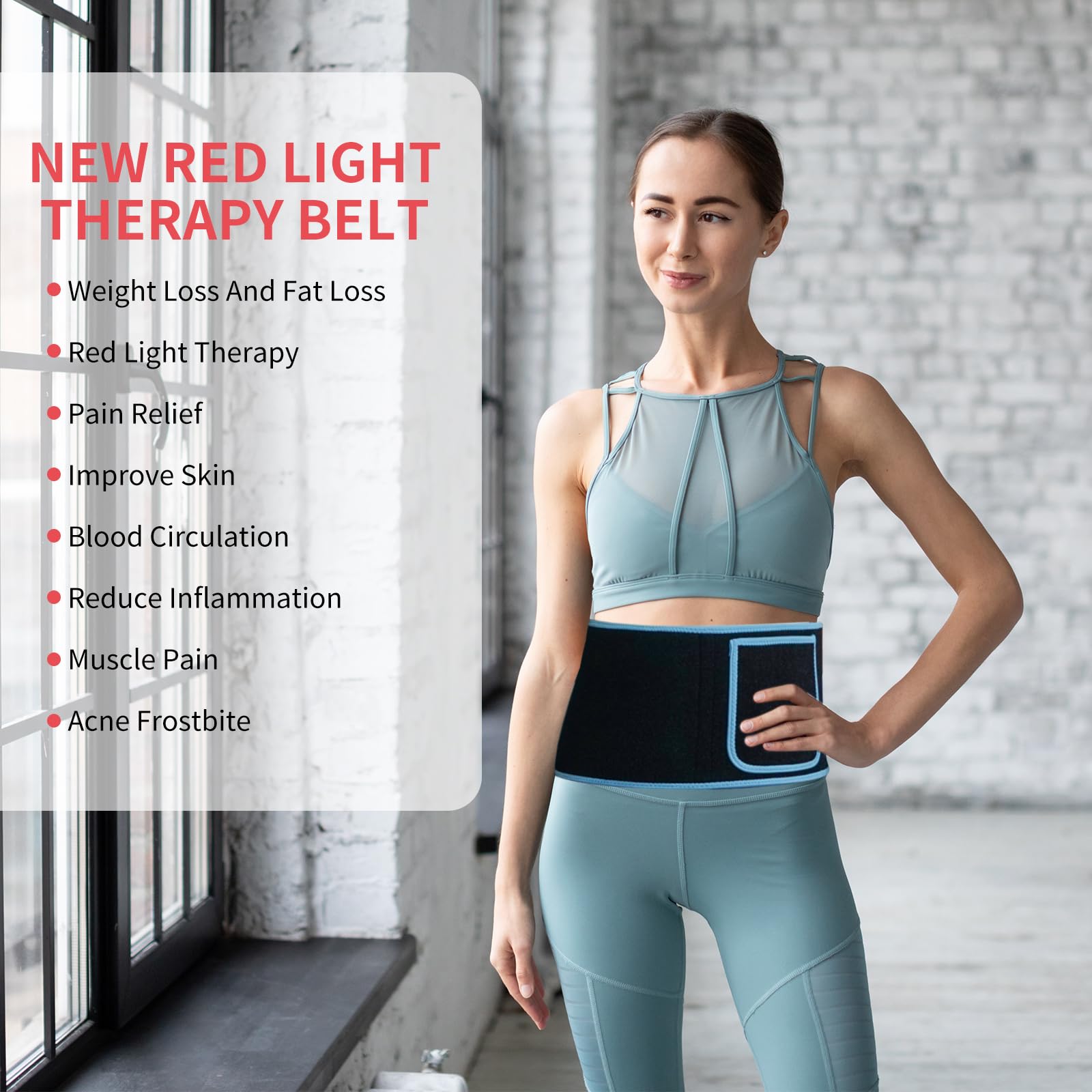 Red Light Infrared Therapy Belt: Pain Relief Device LED Red Light Therapy Lamp Near Body Large Pad Wrap