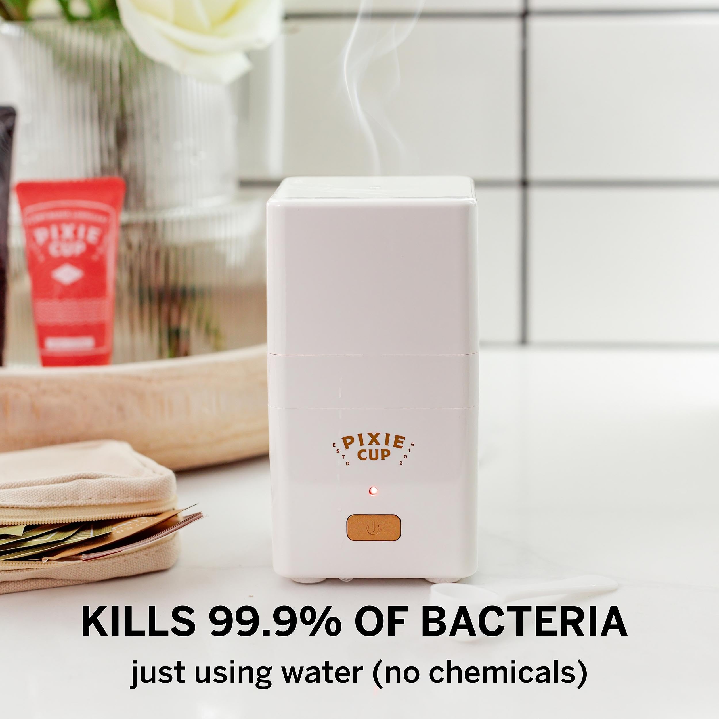 Pixie Menstrual Cup Sterilizer Cleaner Machine - The Only Hinged Lid Steamer & Drying Stand