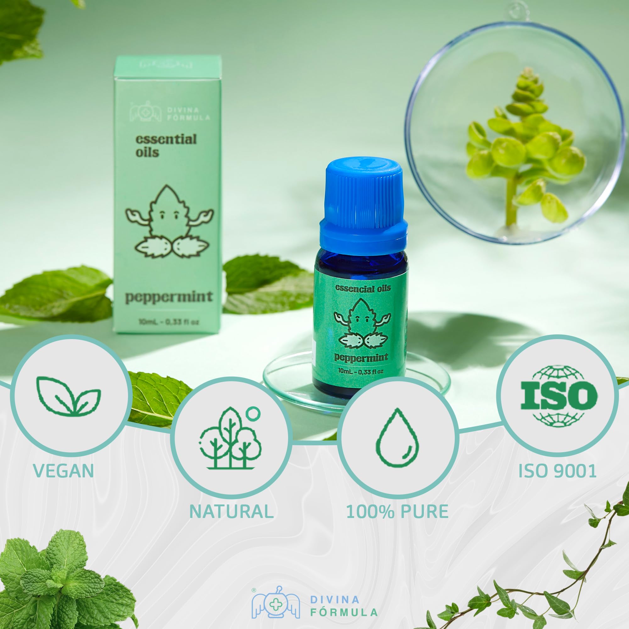 Divina Fórmula - 100% Pure Peppermint Essential Oil - Aromatherapy Oils, Essential Oils - Oil for Massage