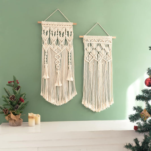 Mkono 2-Piece Macrame Wall Hanging Set – Boho Woven Art Decor for Home & Bedroom