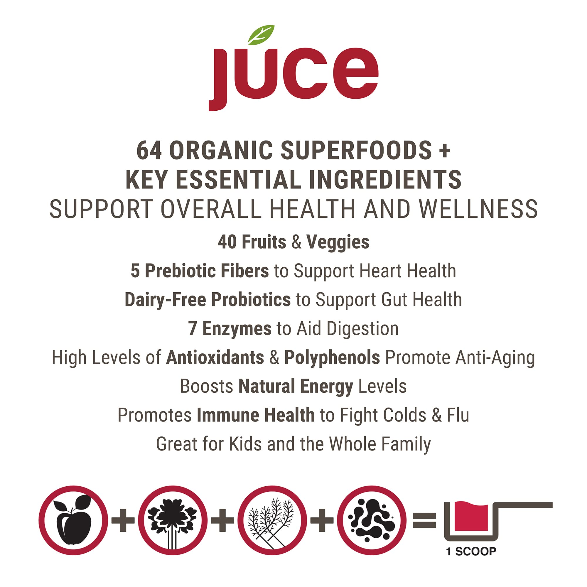 JUCE Reds Organic Superfood Powder - Garden Berry Flavor | Fruit and Veggie Powder