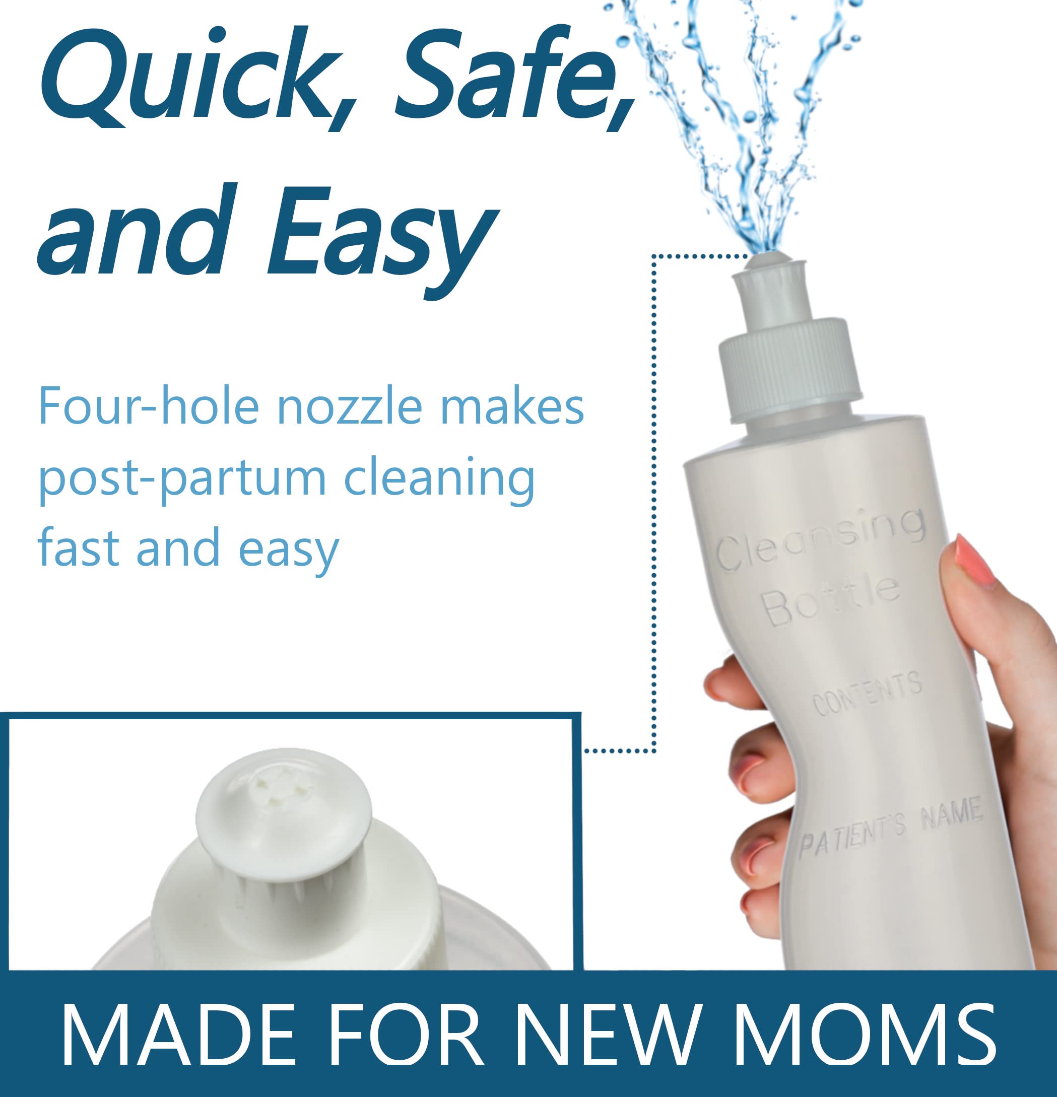 Perineal Squirt Bottle [4 Pack] Refillable Postpartum Lavette Cleansing Irrigation Peri Wash Bottle