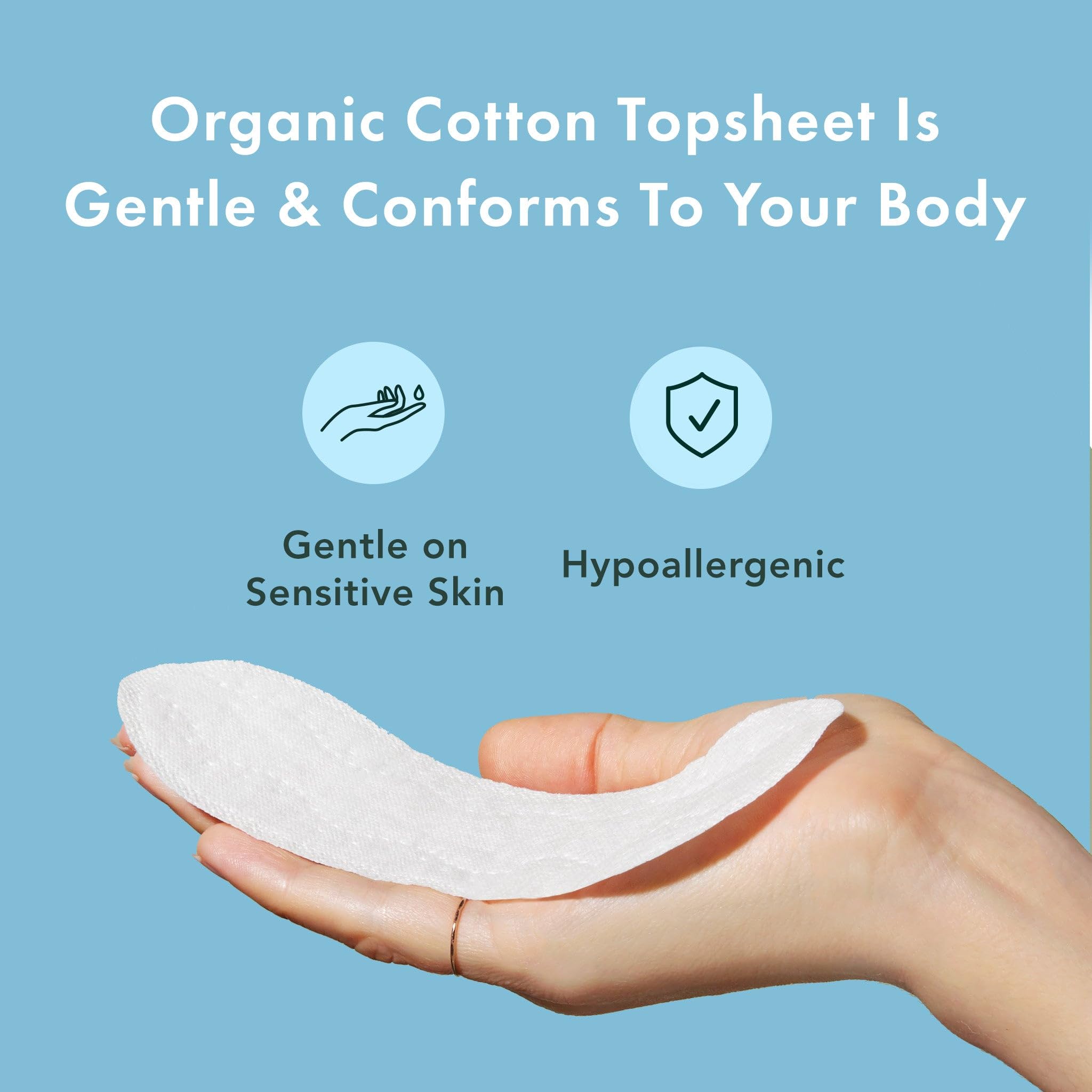 Rael Panty Liners for Women, Organic Cotton Cover - Thin Pantiliners, Light Absorbency, Unscented