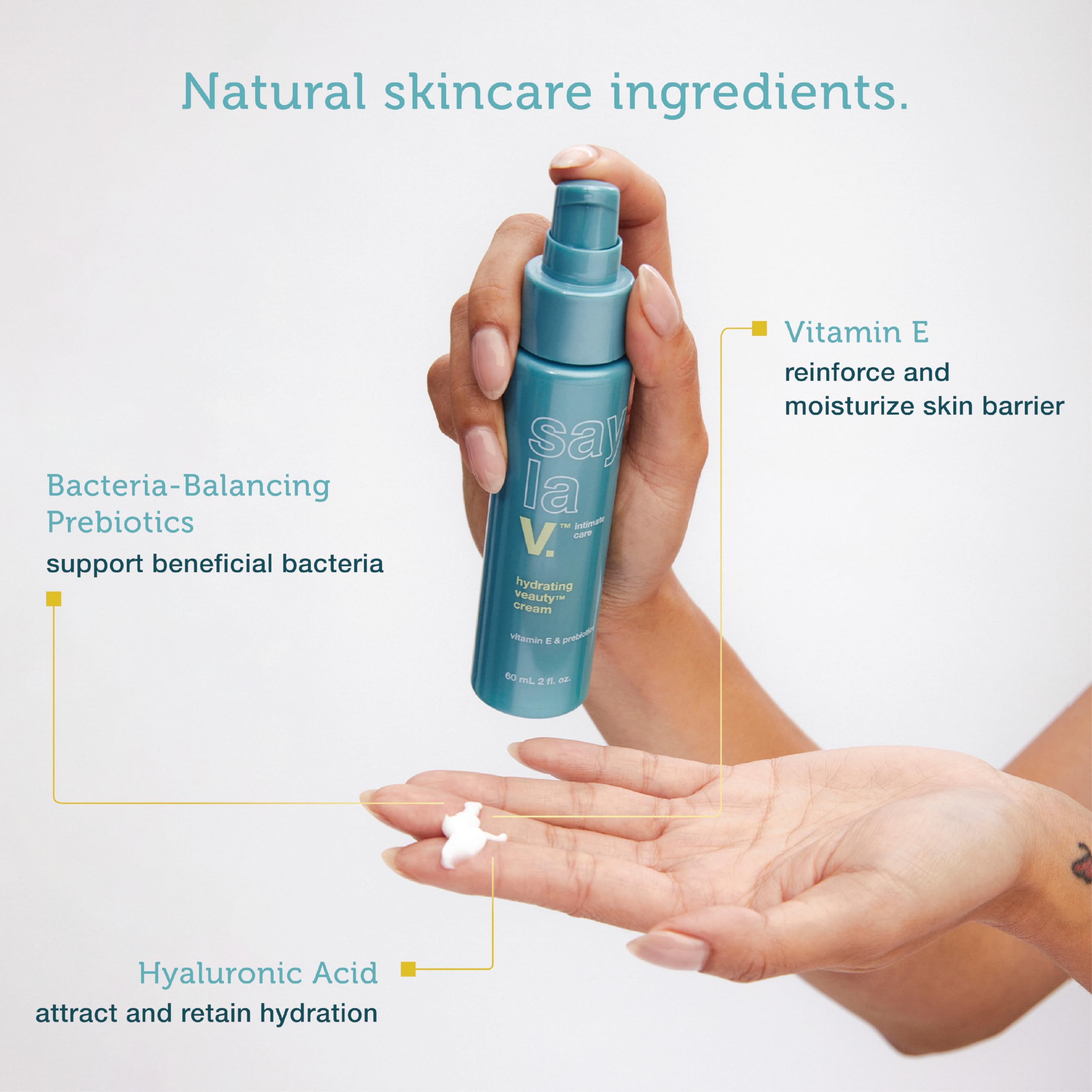 SAY LA V. Hydrating Veauty Cream, Intimate Vulva Moisturizing Skincare for Dryness with Prebiotics