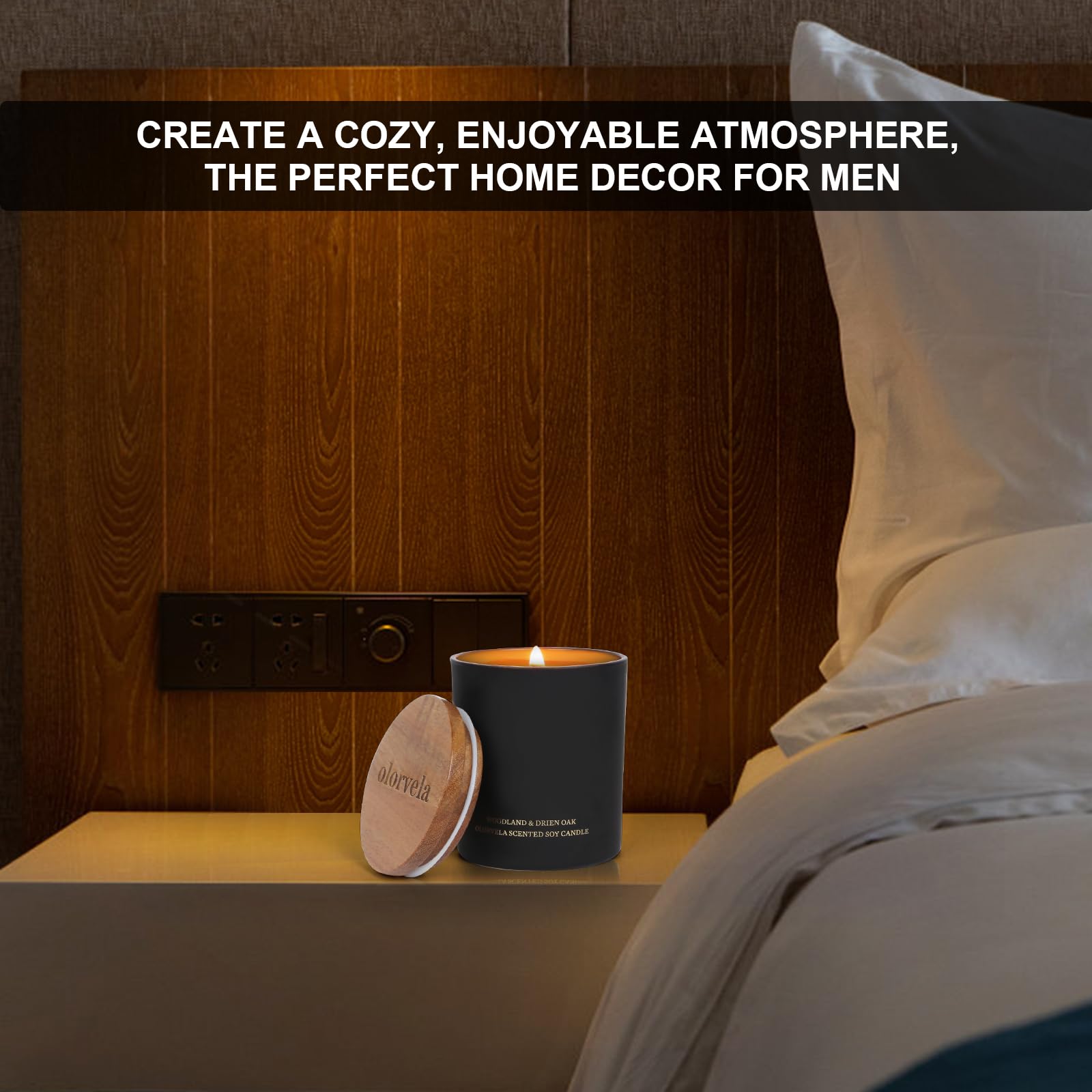 olorvela Candles for Men Wood Wicked Candles for Home Scented Mens Candle Aromatherapy 8oz