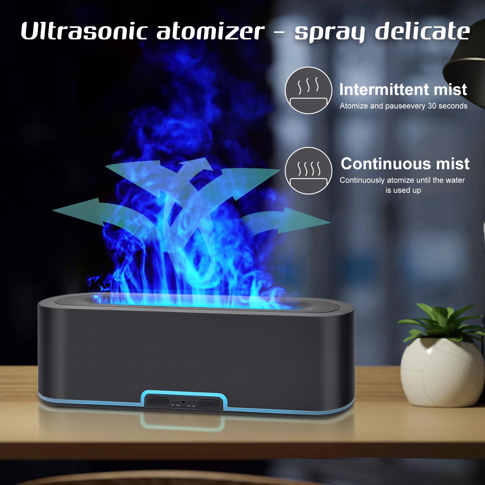 Jpord Flame Fire Essential Oil Diffuser,200ml Aromatherapy Diffuser,Fire Cool Mist Scent Diffuser