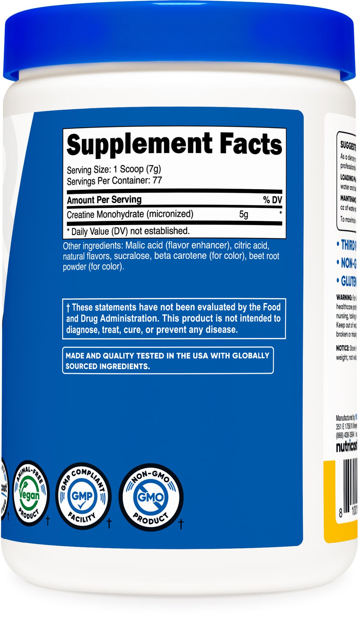 Nutricost Creatine Monohydrate Powder (Pineapple Mango, 500 Gram) - Micronized