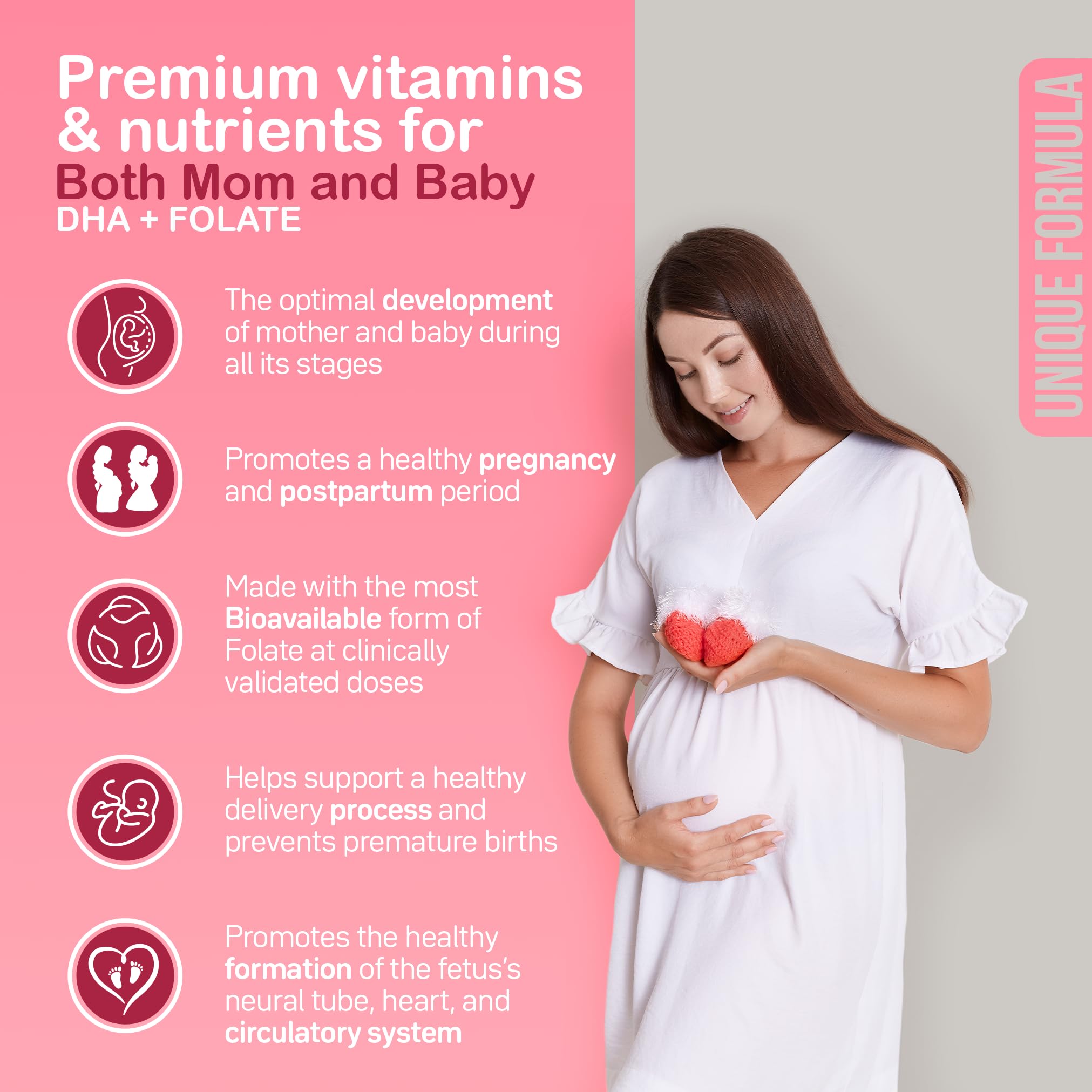 YOU'RE NATURAL Prenatal and Postnatal Vitamins for Women with Folate, DHA, Probiotics
