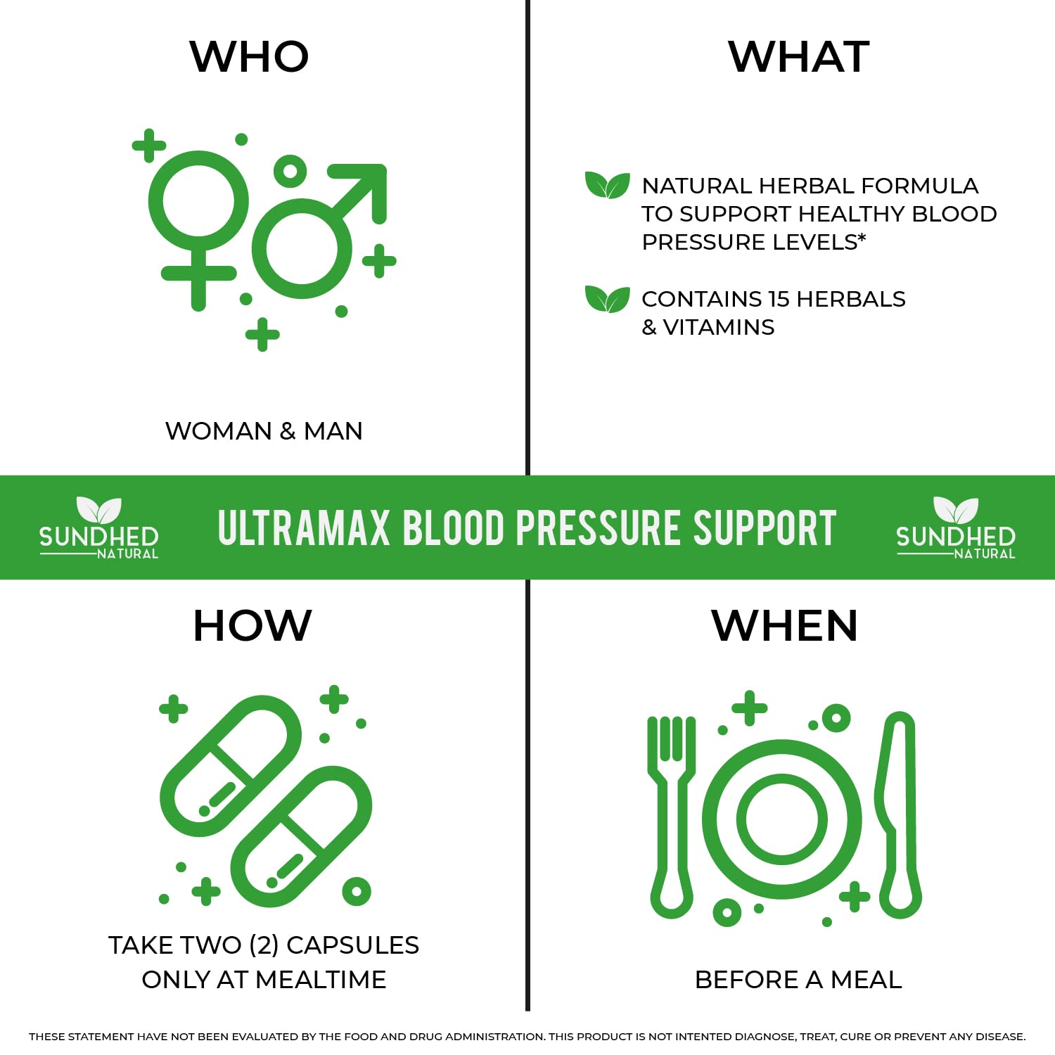 Sundhed Natrual UltraMax Blood Pressure with Bioperine for Enhanced Absorption