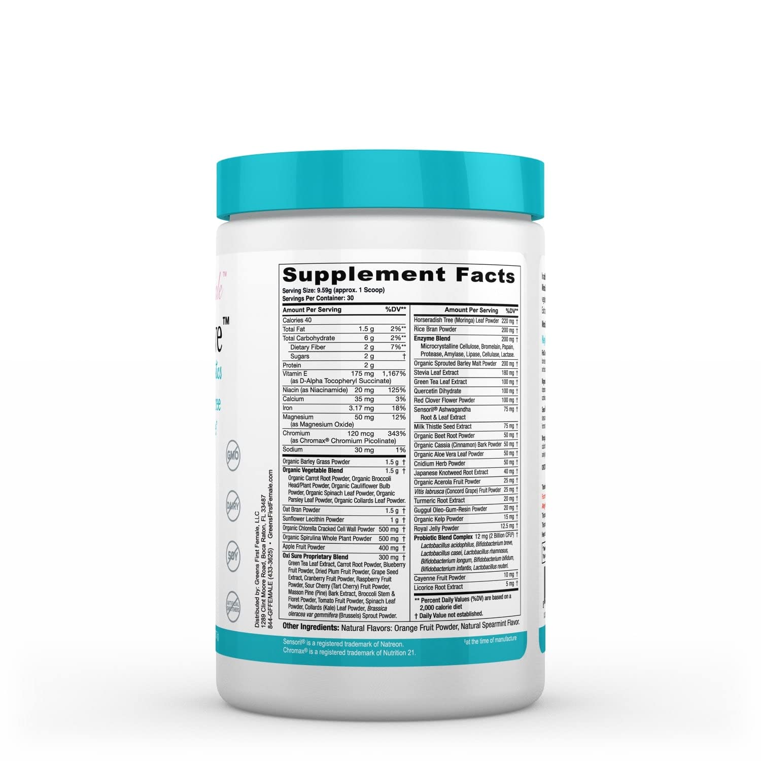 Greens First Female MenoSolve Plus Probiotics, Natural Relief for Menopause, 30 Servings