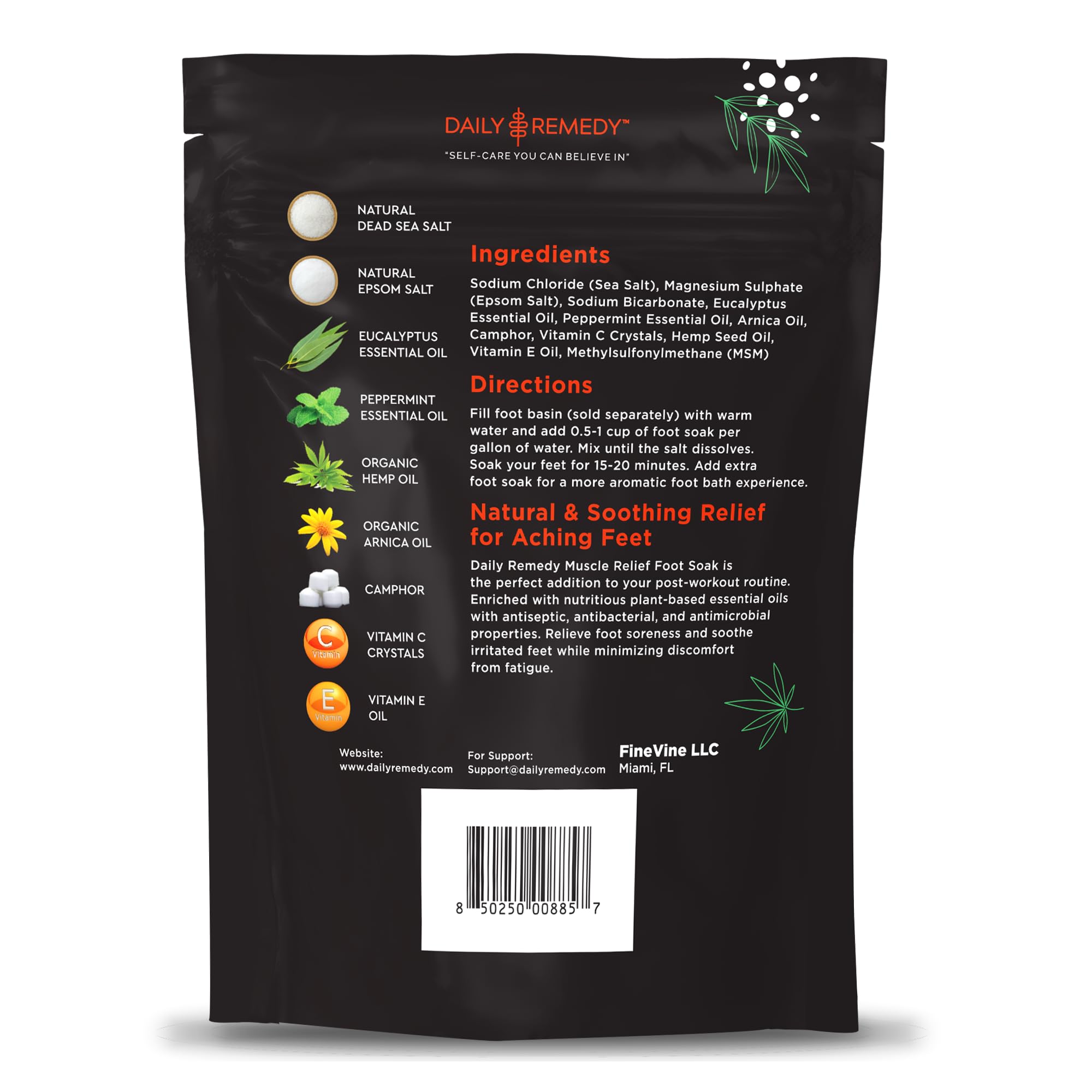 Muscle Relief Foot Soak with Epsom Salt, Made in USA, Soothe Foot Aches, Muscle Pain