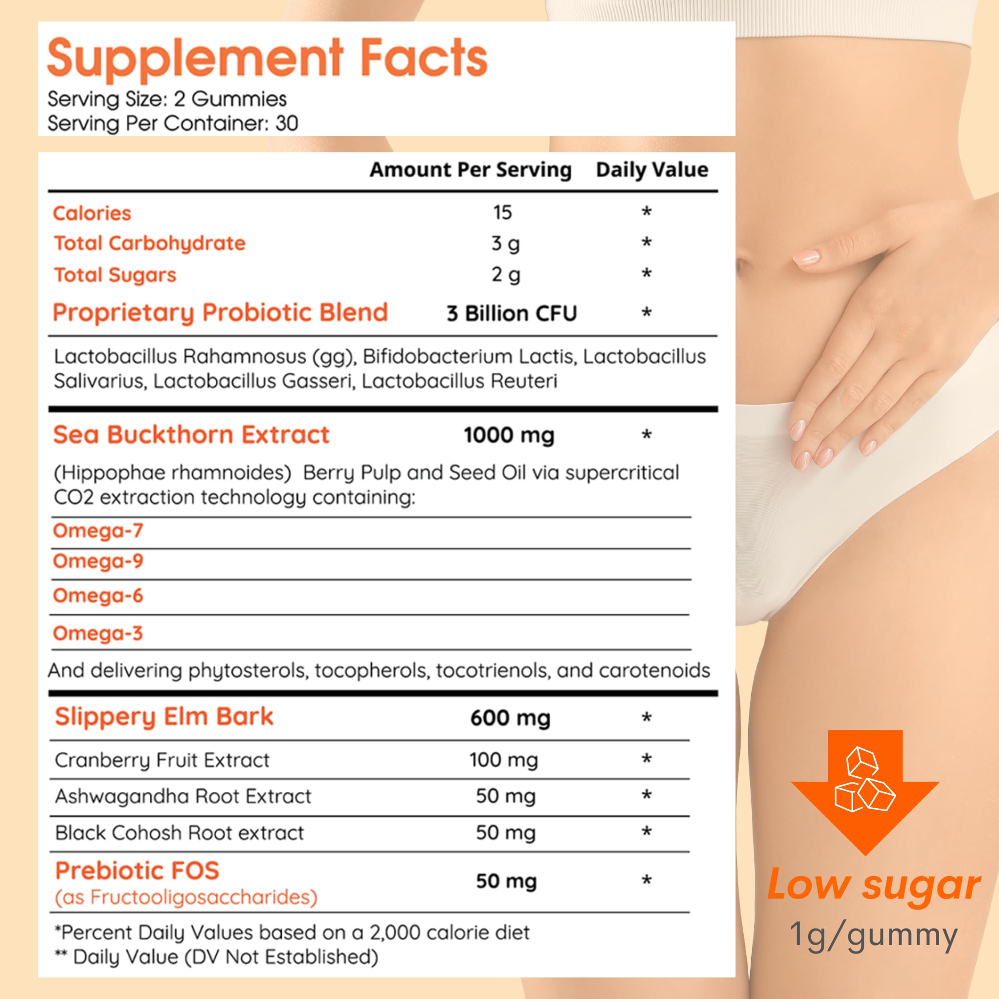 Muun Vaginal Dryness Gummy for Perimenopause Menopause with Slippery Elm Bark, Omega