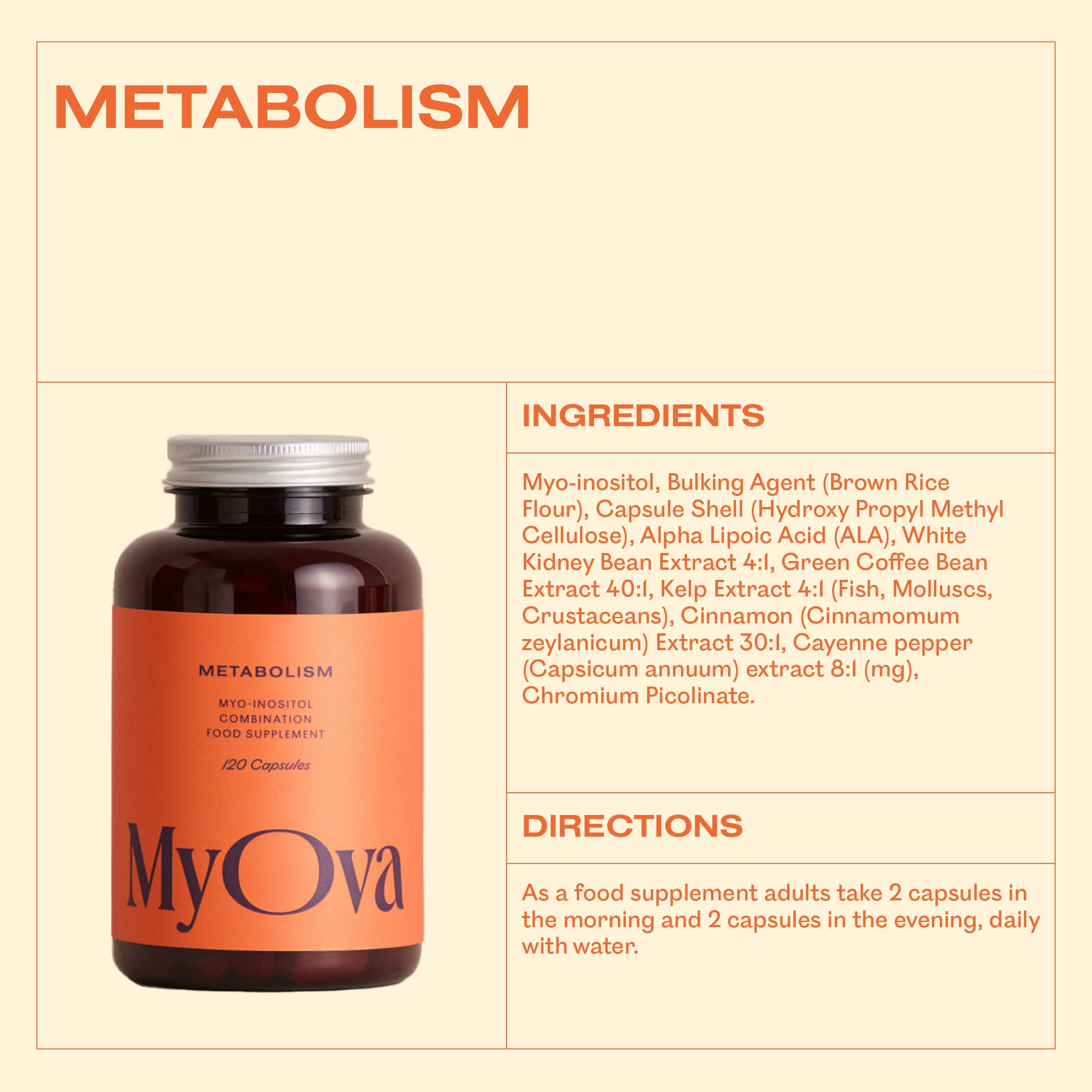 MyOva Metabolism PCOS Supplement - 120 capsules, 30-Day Supply - 2000mg