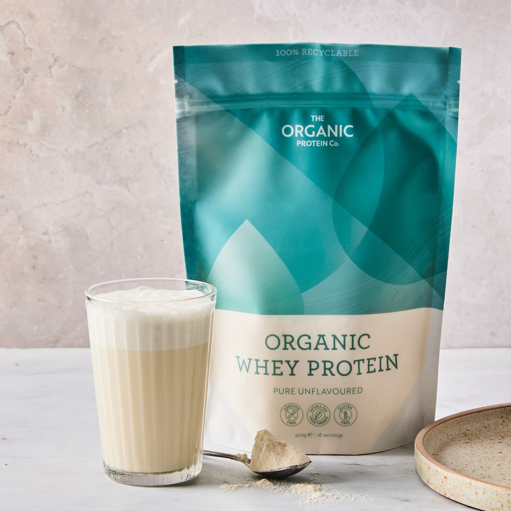 The Organic Protein Co. - Pure Unflavoured Organic Whey Protein Powder | SOYA & Gluten Free w