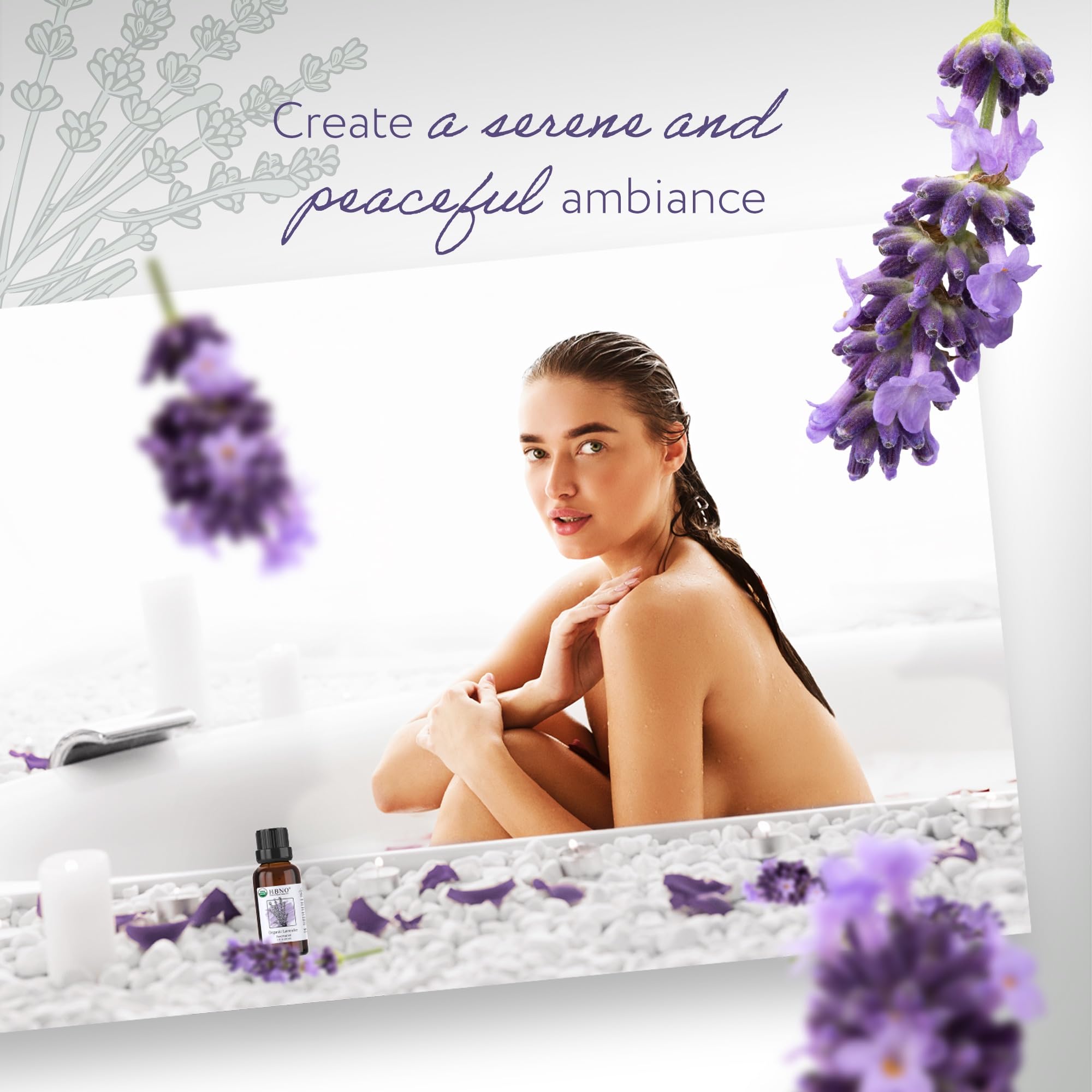 HBNO Organic Lavender Essential Oil - 1 oz (30ml) Value Size - USDA Certified Organic Lavender