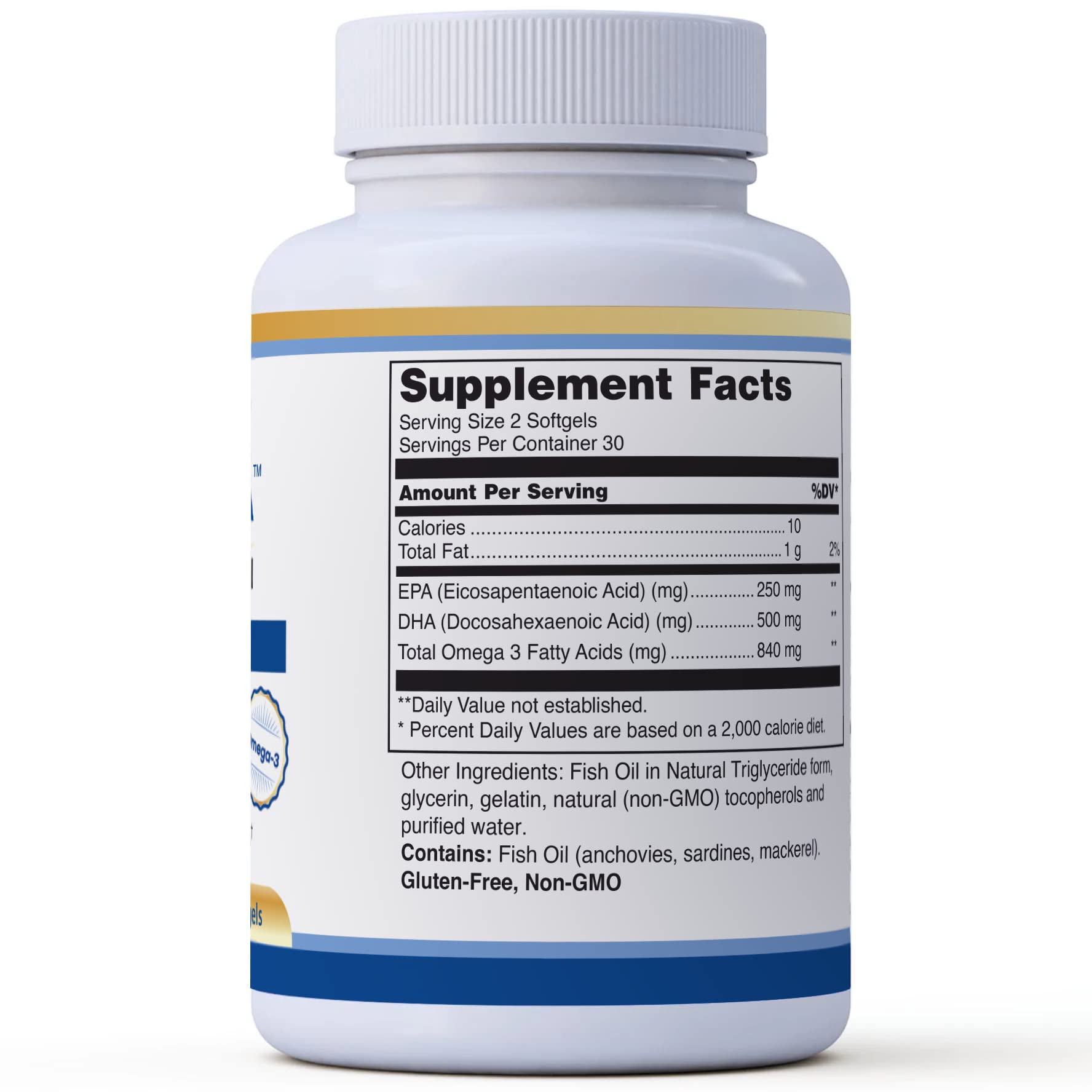 High DHA Omega 3 Fish Oil - CogniDHA - Pharmaceutical Grade - 840 mg Omega-3s - Supercritical CO2