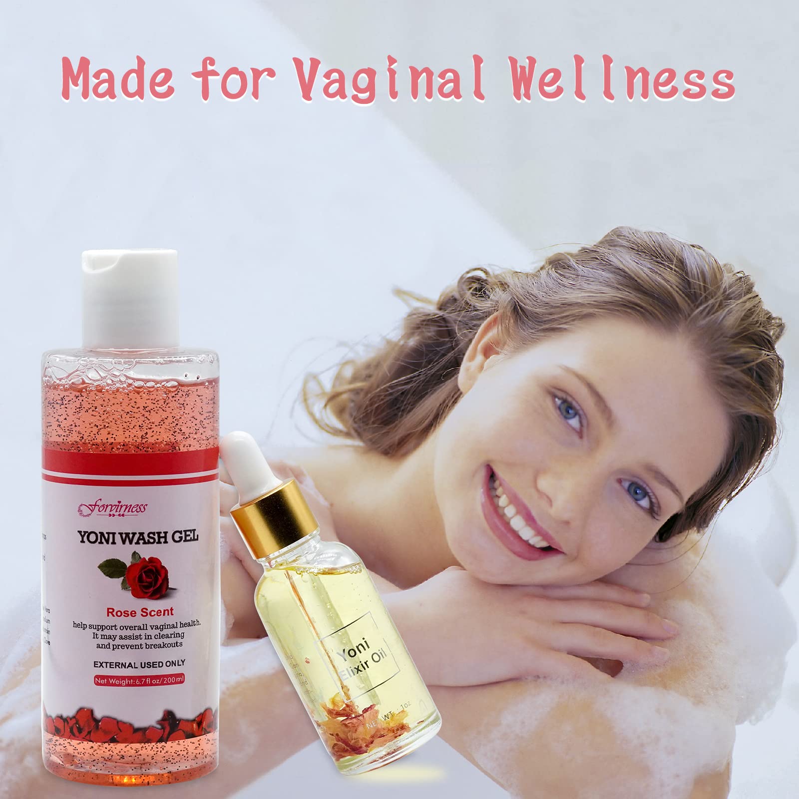 forvirness Feminine Wash & Natural Yoni Oil Set, Vaginal Wash with Cleaning Factor - Remove Odor