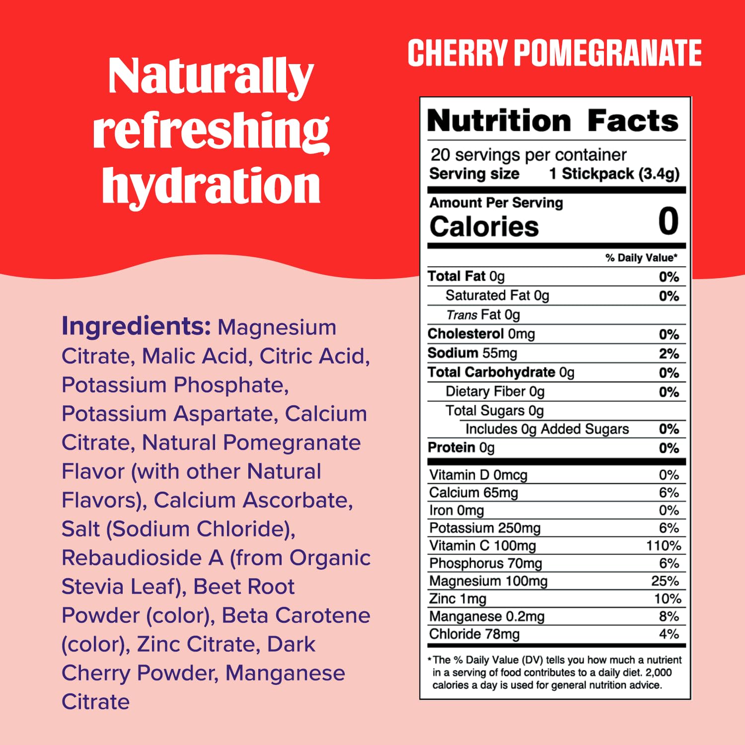 Ultima Replenisher Daily Electrolyte Drink Mix – Cherry Pomegranate, 20 Stickpacks