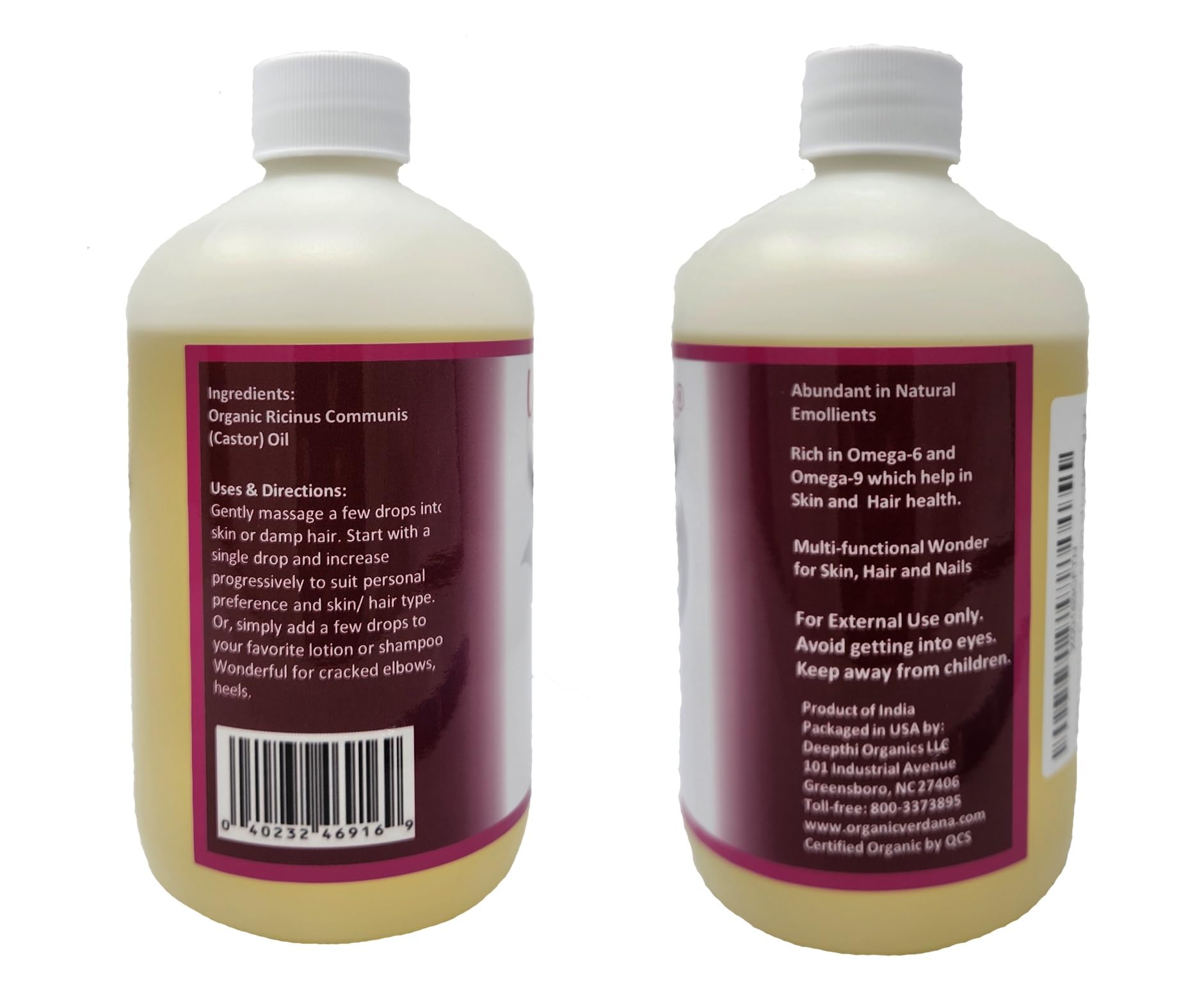 Verdana Organic Castor Oil – USDA Certified Organic – Cold Pressed, Unrefined, 100% Pure and Hexane