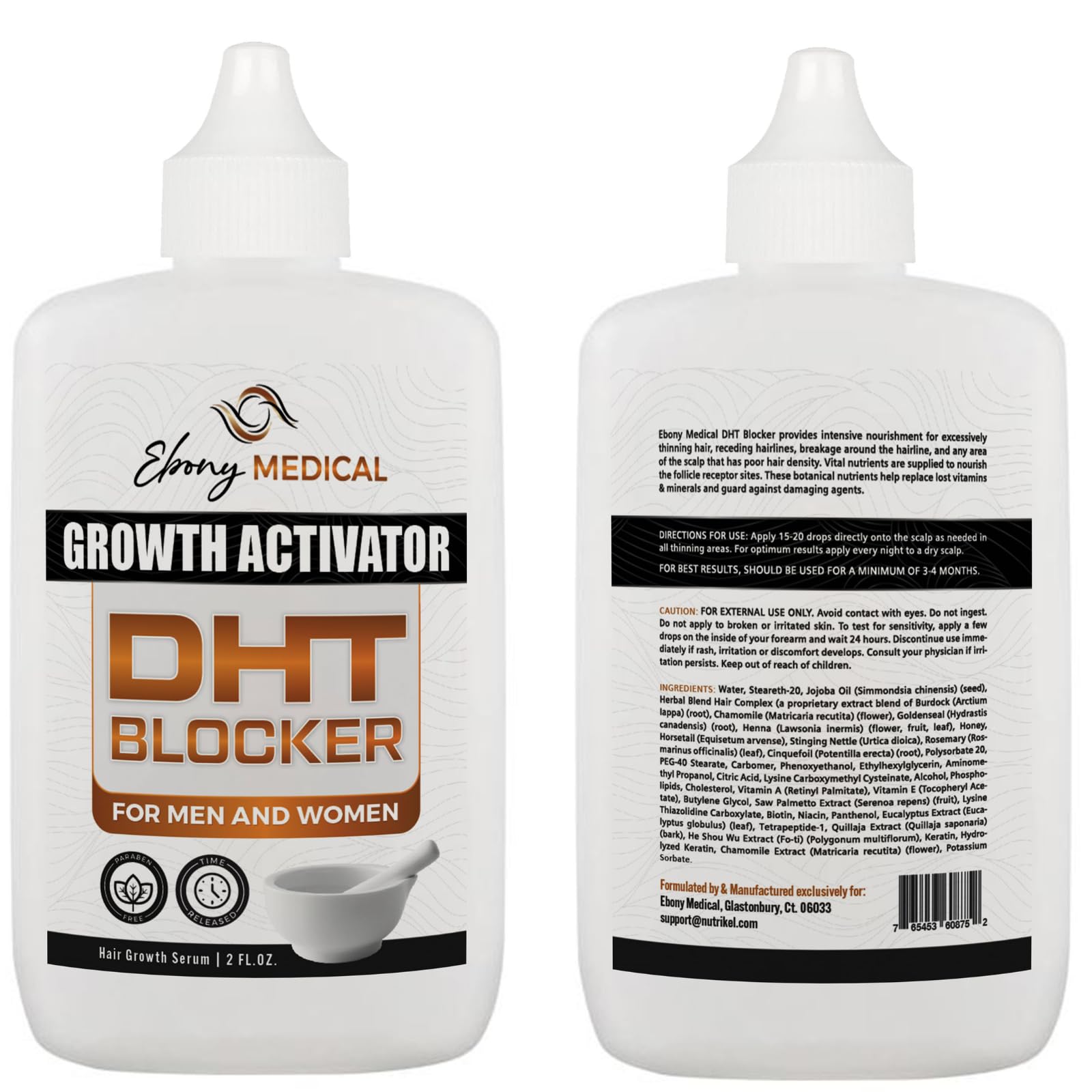 Ebony Medicals DHT Blocker Hair Growth Serum - Hair Loss Supplement, Supports Natural Regrowth