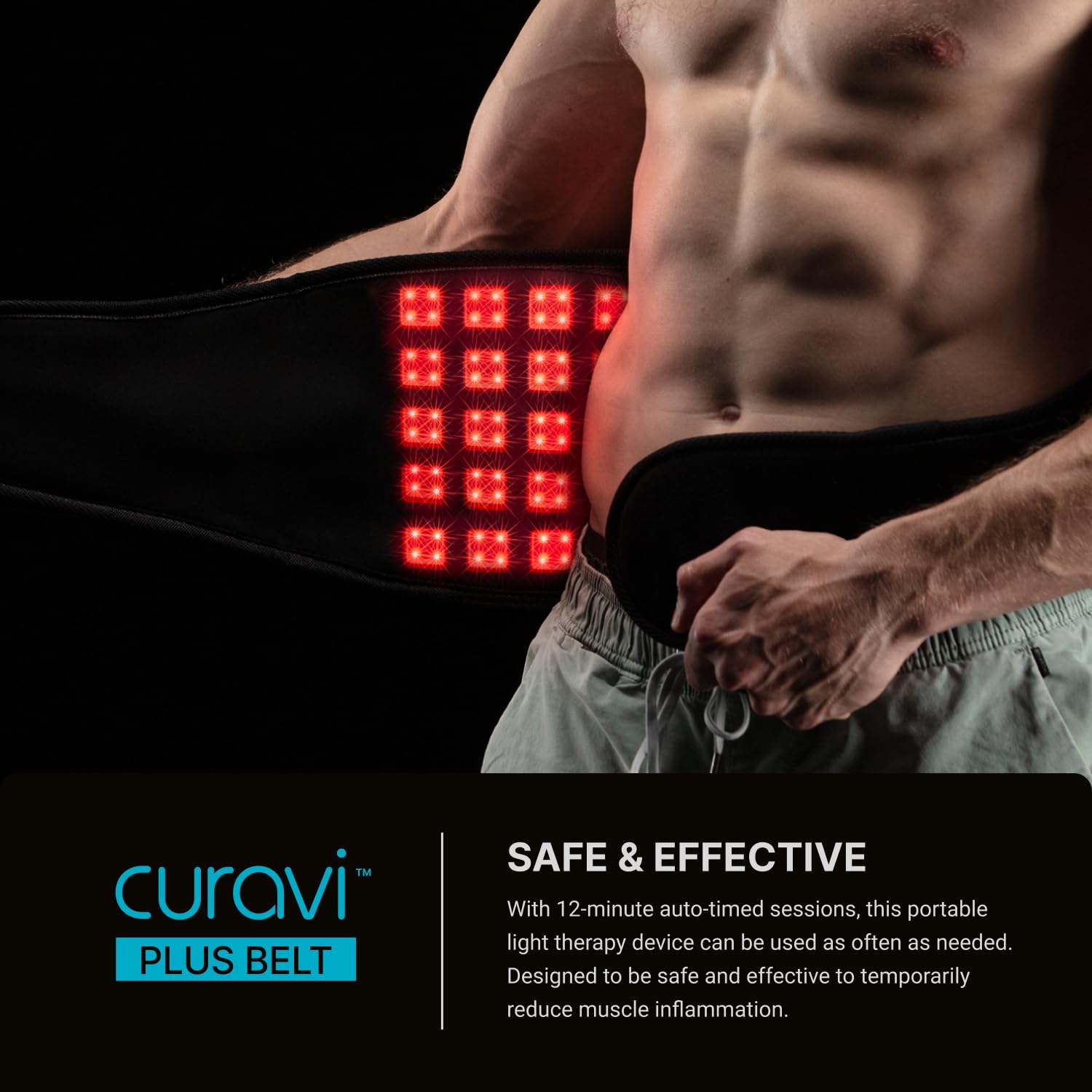 CURAVI Plus™ Wearable Red Light Therapy Belt for Lower Back Pain Relief - 160 Diodes - Safe and Effective