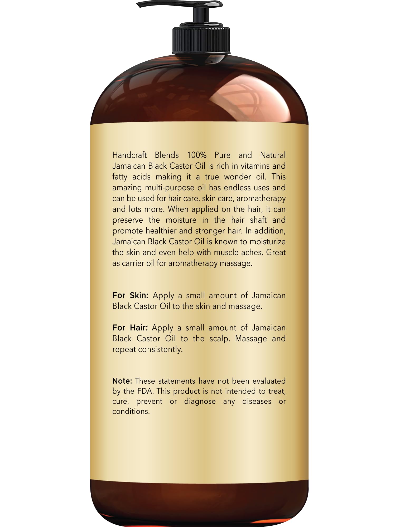 Handcraft Blends Jamaican Black Castor Oil for Hair Growth, Eyelashes and Eyebrows