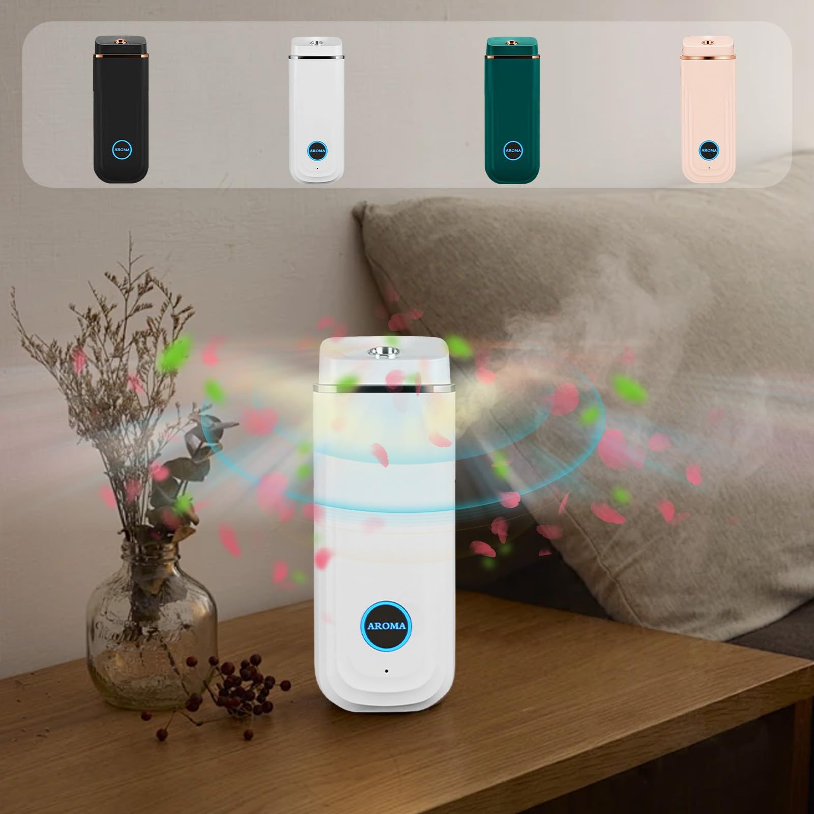 Sentmoon Essential Oil Diffusers for Home, Portable Rechargeable Aroma Humidifier with 3-Level Mode