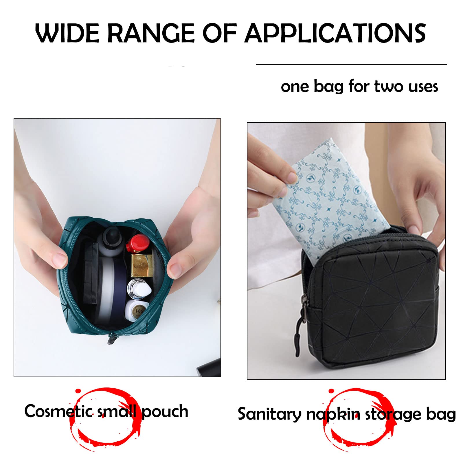 CCLEOOCOO Sanitary Napkin Storage Bag,Leather Waterproof Feminine First Period Bag with Zipper