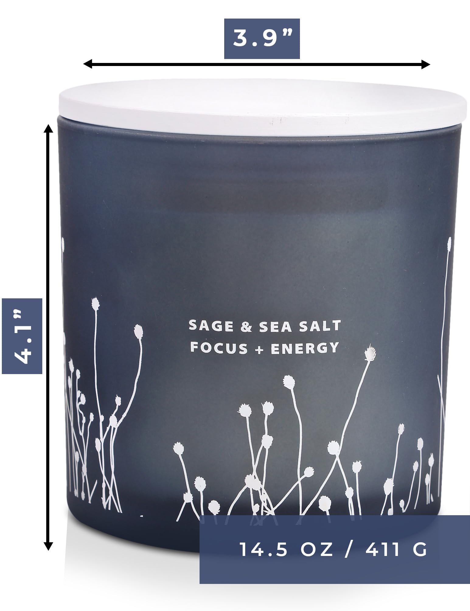 White Sage Sea Salt 3 Wick Candle 14.5 oz | Sage Candles for Cleansing House | Large Soy Candles