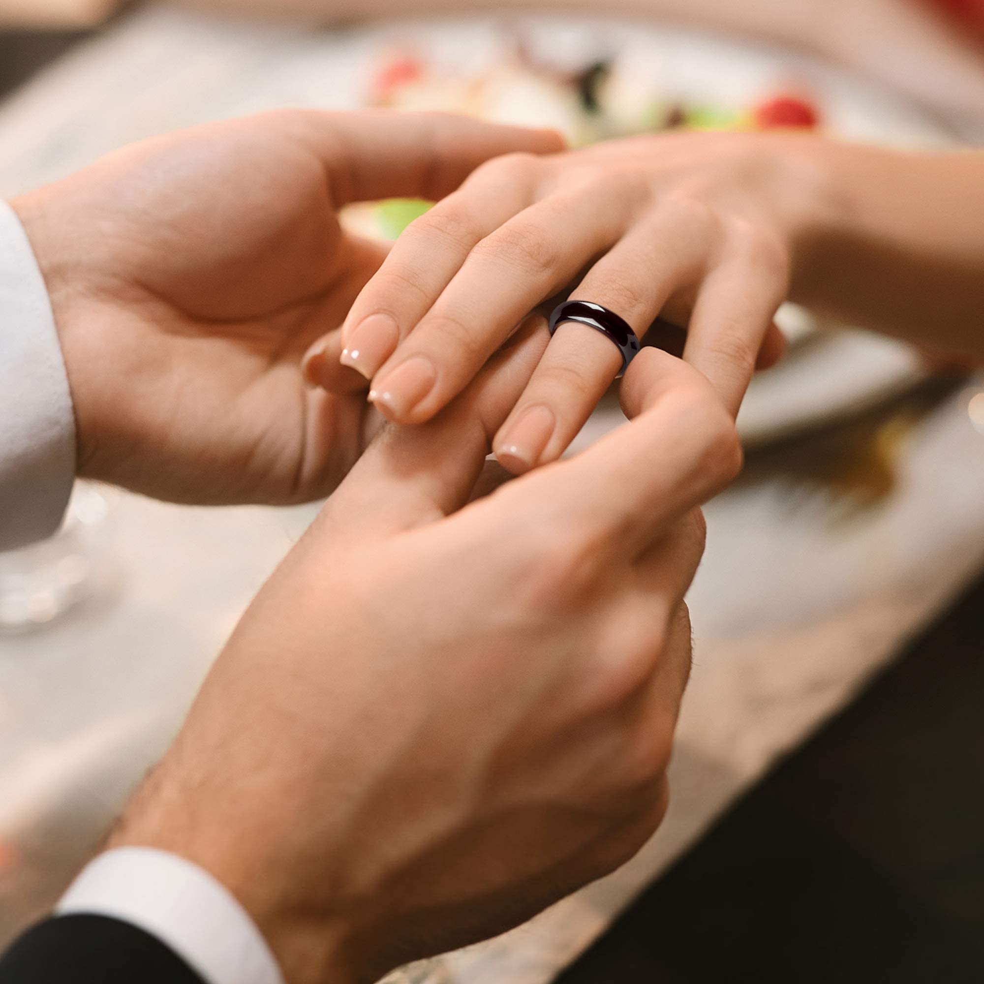 2PCS Genuine Hematite Ring for Women Men Unisex, Black Hematite Stone Ring Anxiety Balance