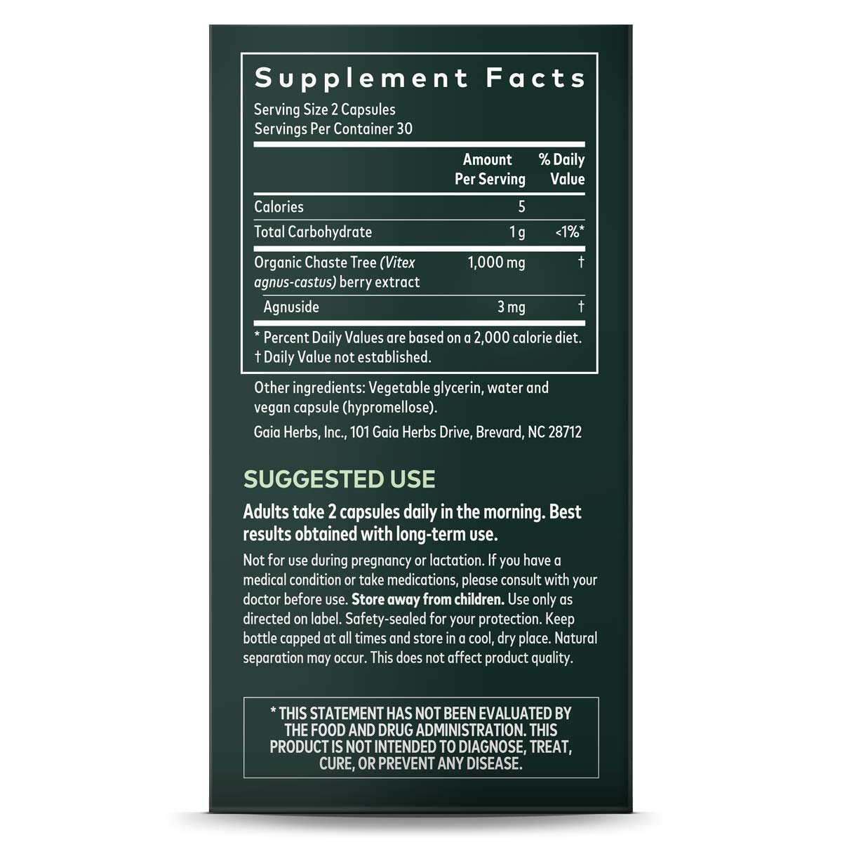 Gaia Herbs Vitex Berry, Chasteberry, Hormone Balance for Women, Vegan Liquid Capsules, 60 Count