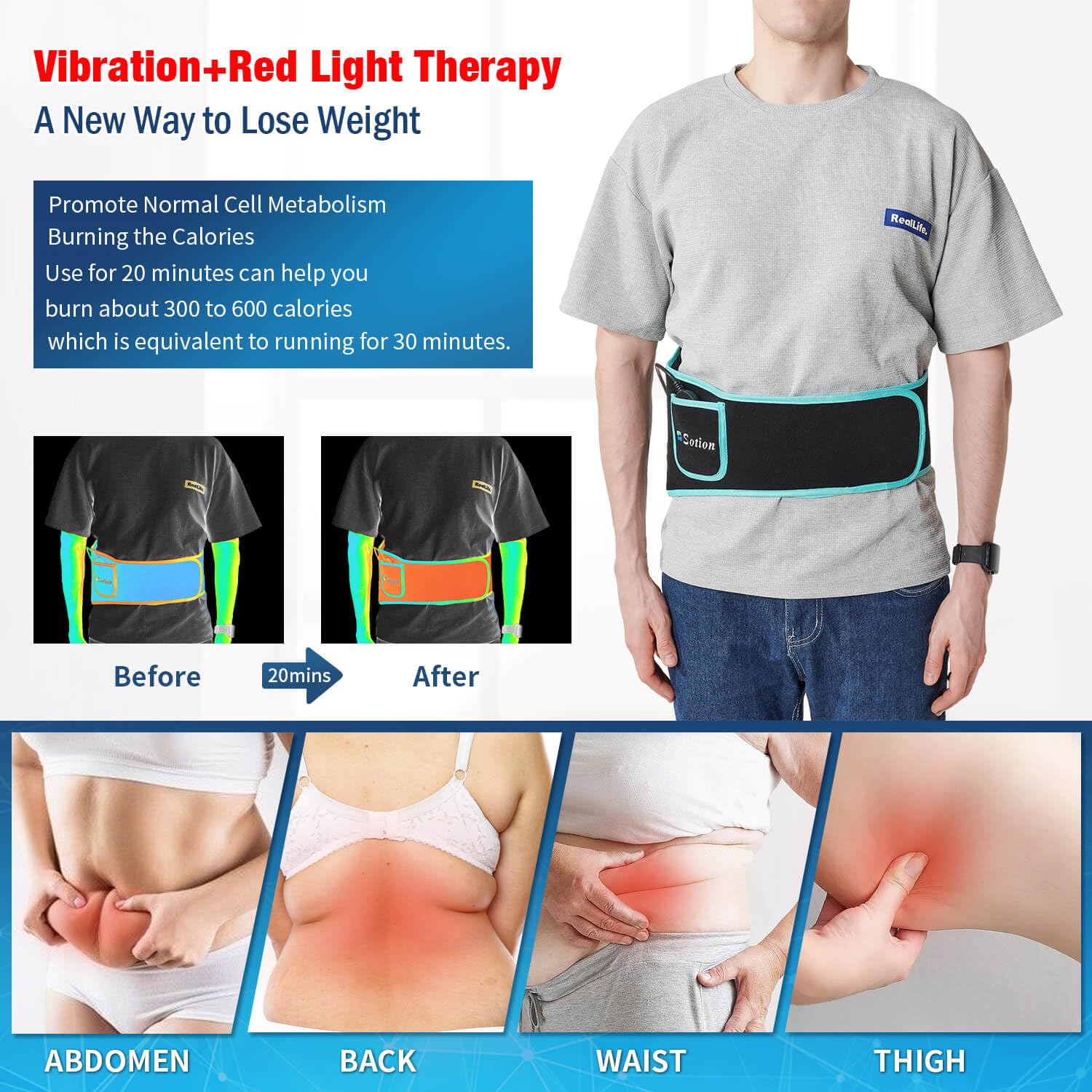 Sotion Red Light Therapy Belt with Massage-Red Light Therapy for Body&Near Infrared Light Therapy