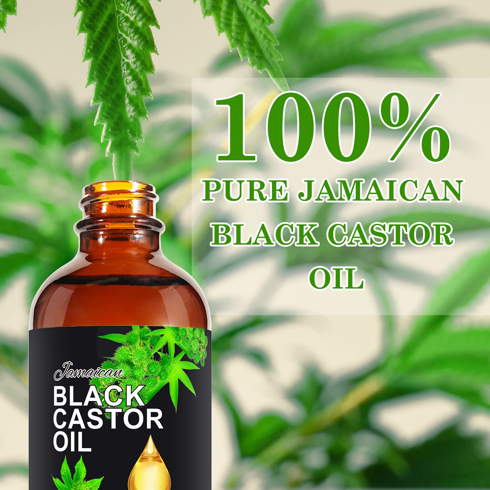 120ML Jamaican Black Castor Oil, Castor Oil Organic Cold Pressed Unrefined, Pure Natural Castor Oil for Hair Growth, Eyelashes & Eyebrows, Deep Cleansing, Skin & Scalp Moisturizer, Nail Care Grow