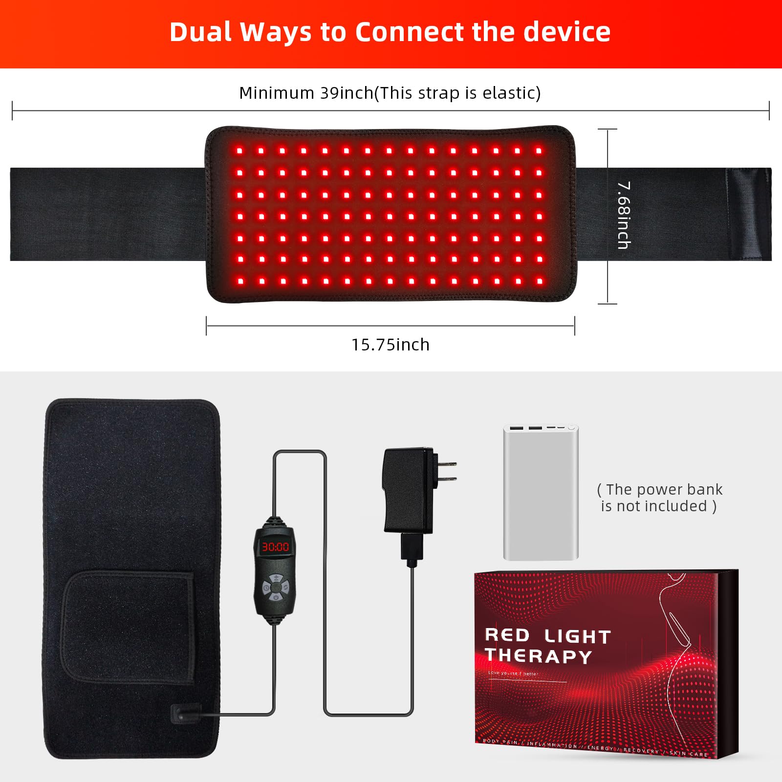 Red Light Therapy Infrared Light Therapy Heating Wrap Belt for Body Back Knee Shoulder Waist Muscle Pain