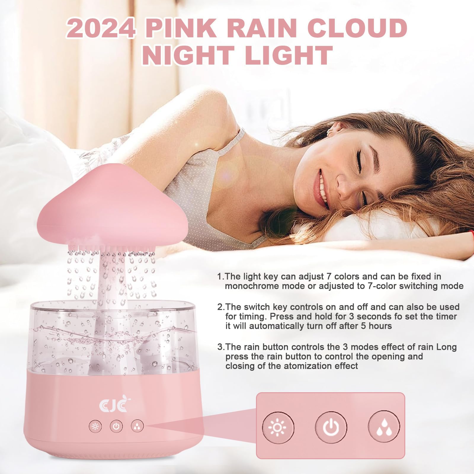 Humidifiers for Bedroom, 7 Color-Changing Led Night Lights, Aromatherapy Essential Oil