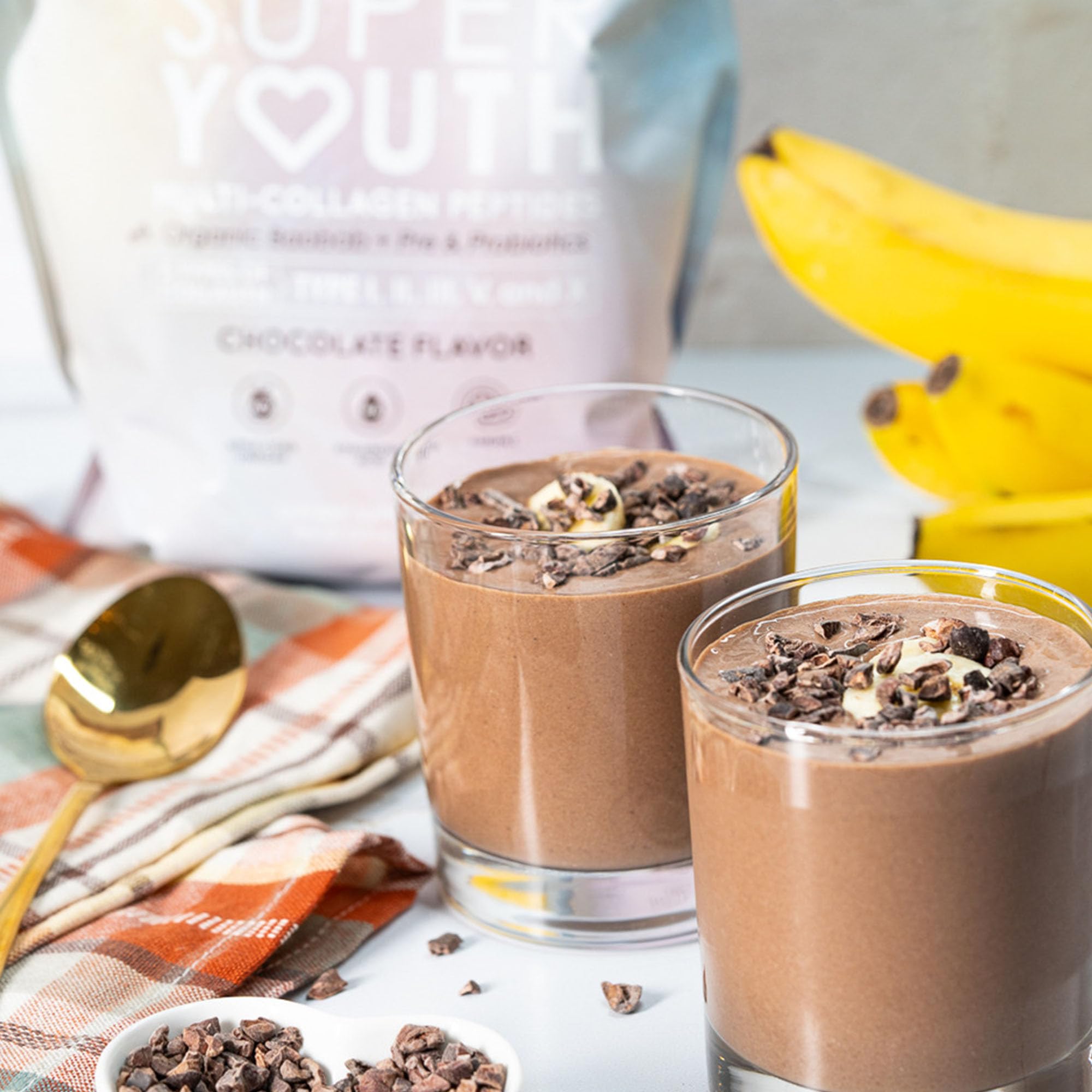 SkinnyFit Super Youth Chocolate Multi-Collagen Peptides + Probiotics, Baobab Fiber