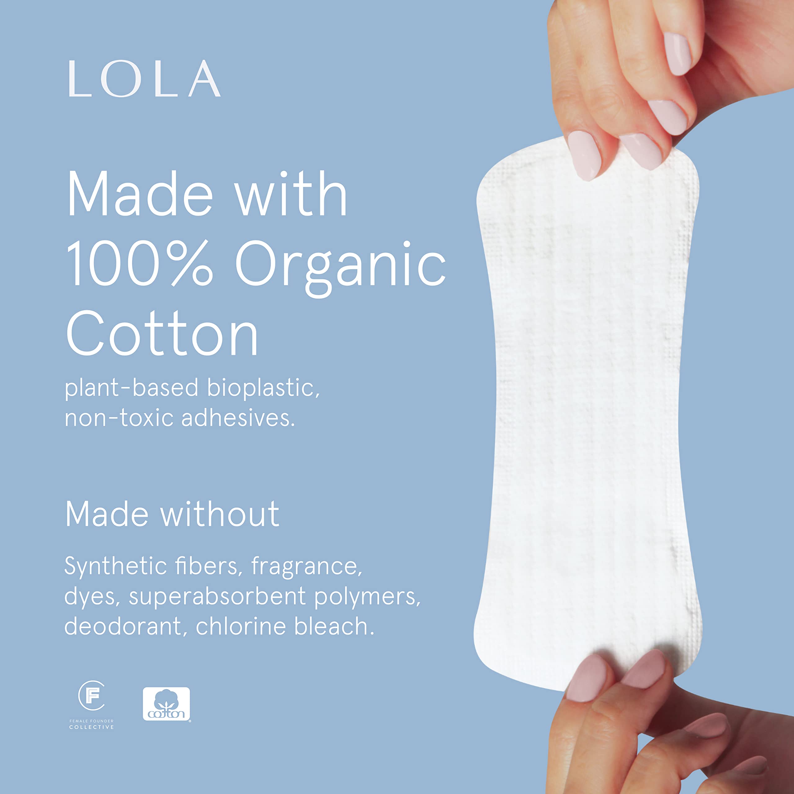 LOLA Ultra Thin Liners, 108 Count - Cotton Panty Liners for Women, Hypoallergenic Pads for Women