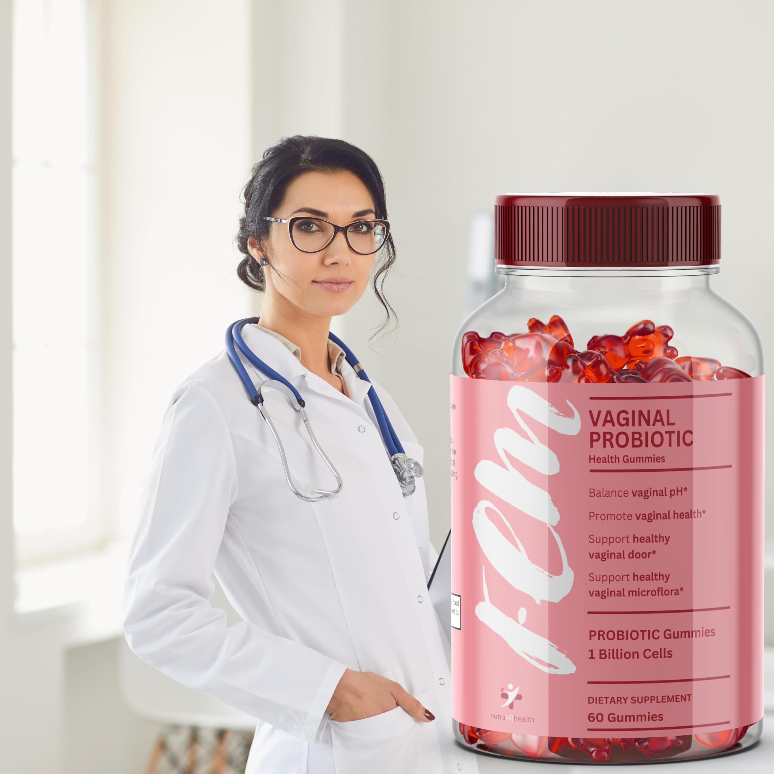 FEM Vaginal Probiotic Gummies for Women - Promotes pH Balance, Healthy Vaginal Odor & Urinary