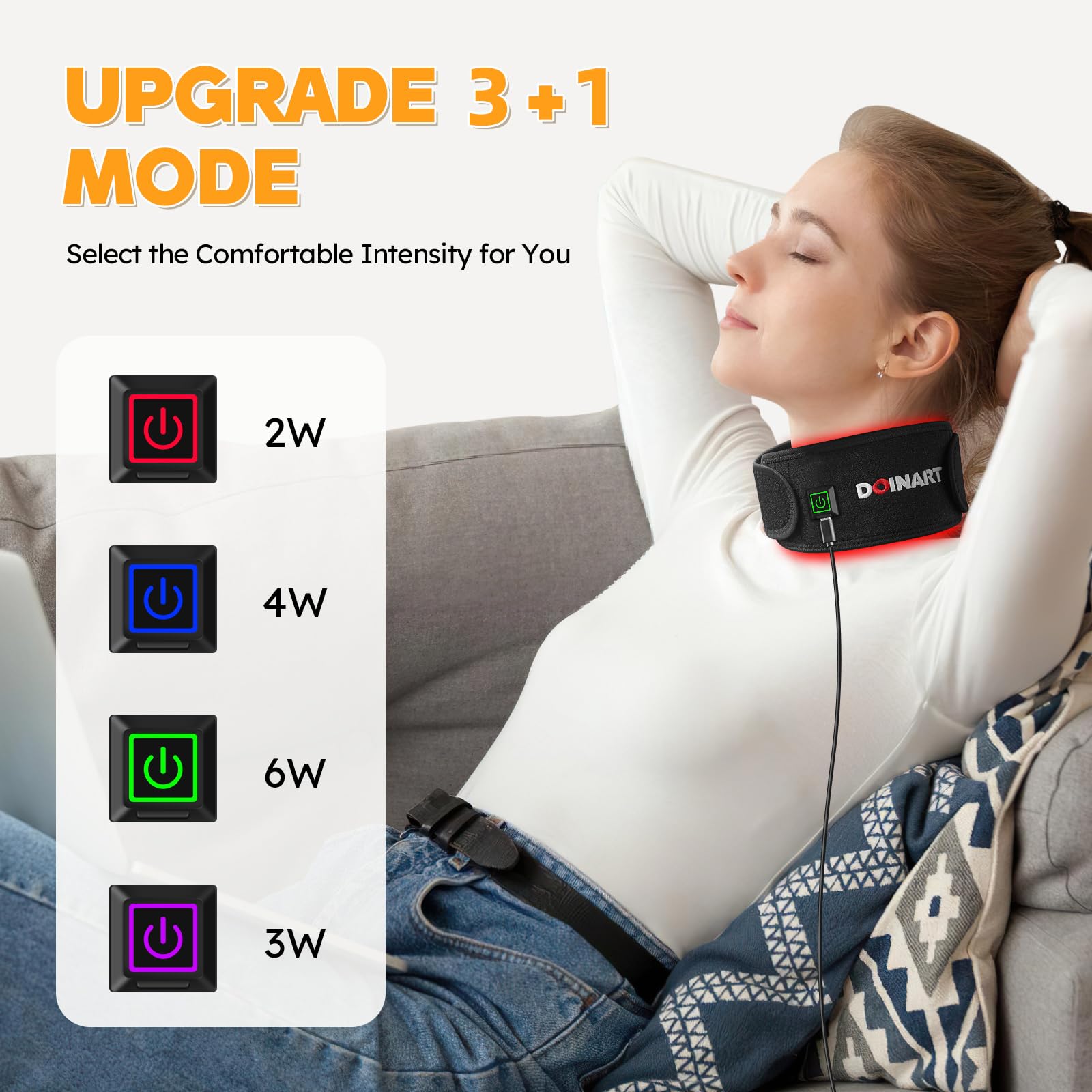 Doinart Red Light Therapy Belt for Neck, Portable Near Infrared Light Therapy for Face